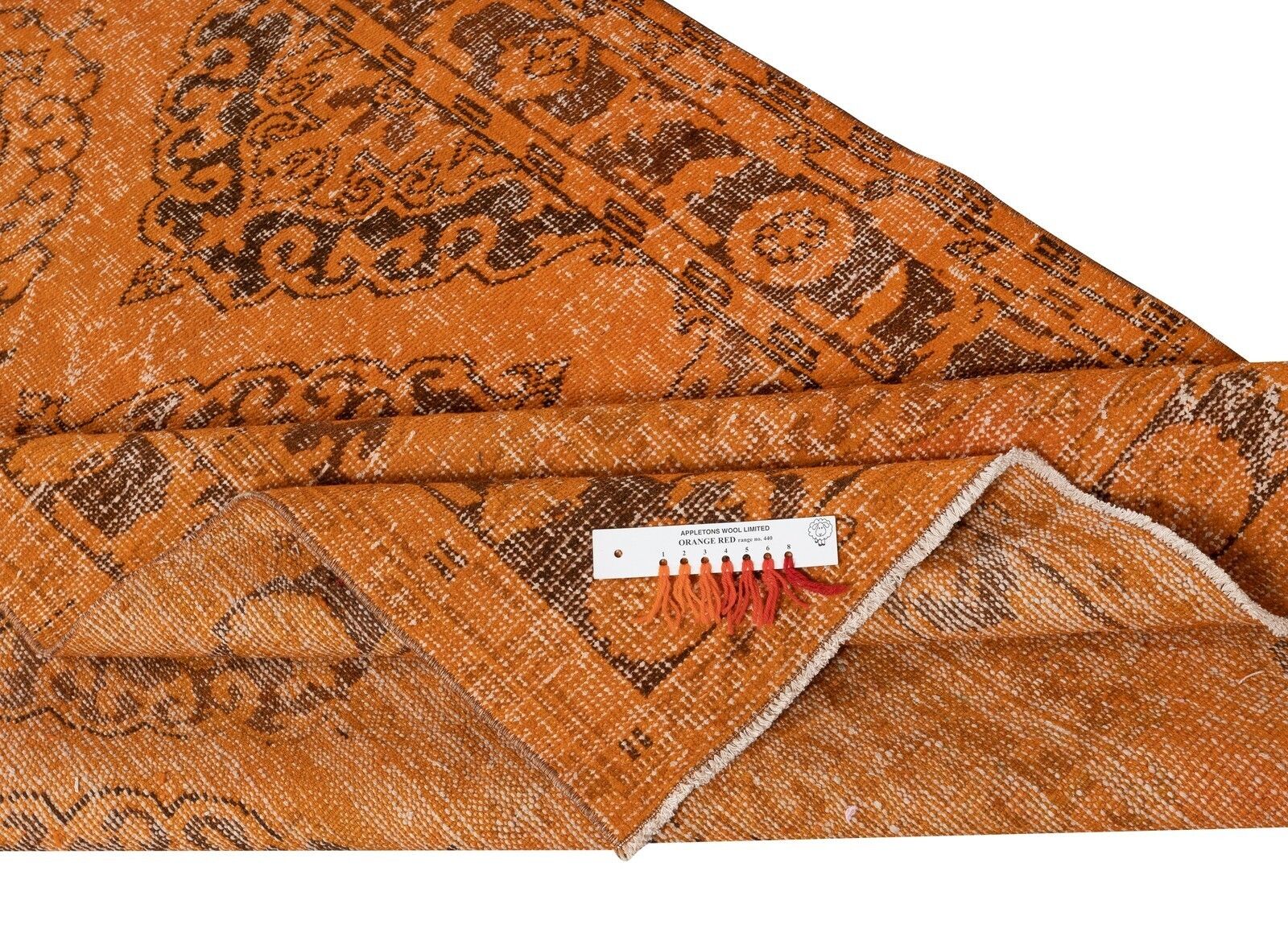4.5x12.6 Ft Orange Runner Rug. Wool Hallway Rug. Kitchen Runner Rug. Stair Rug photo for sale