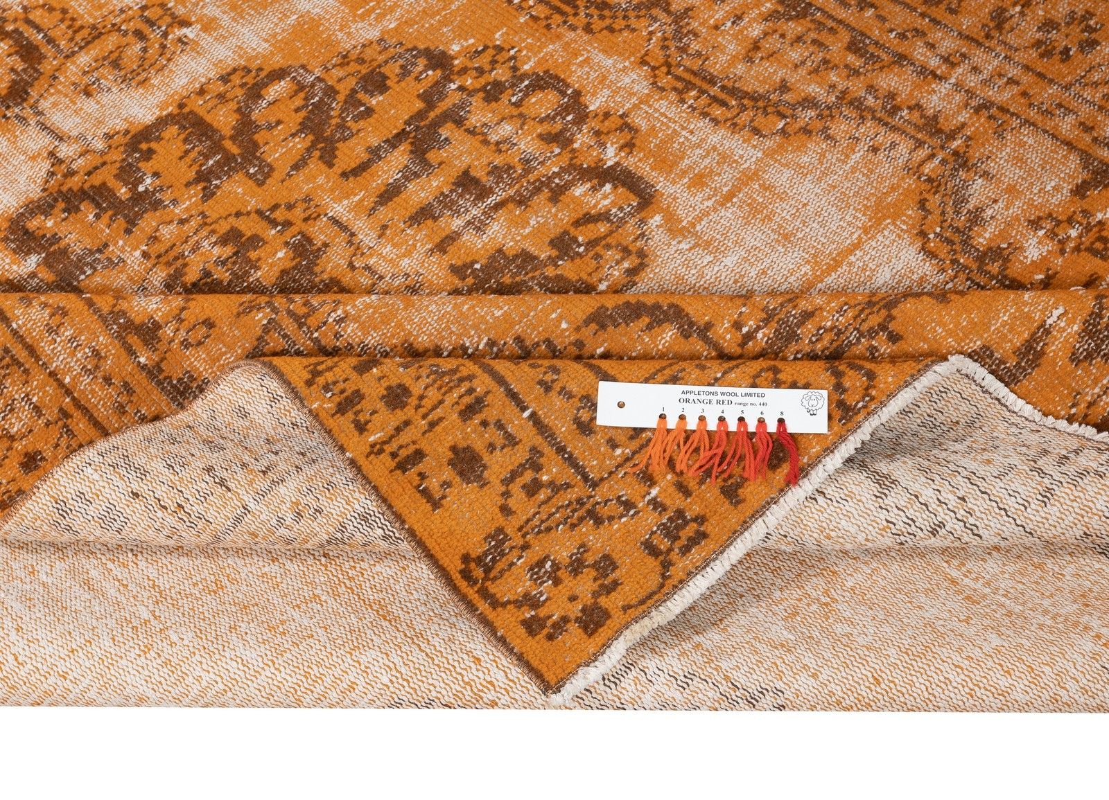 5.6x8.6 Ft Vintage Orange Area Rug. Handmade Turkish Rug For Contemporary Spaces photo for sale