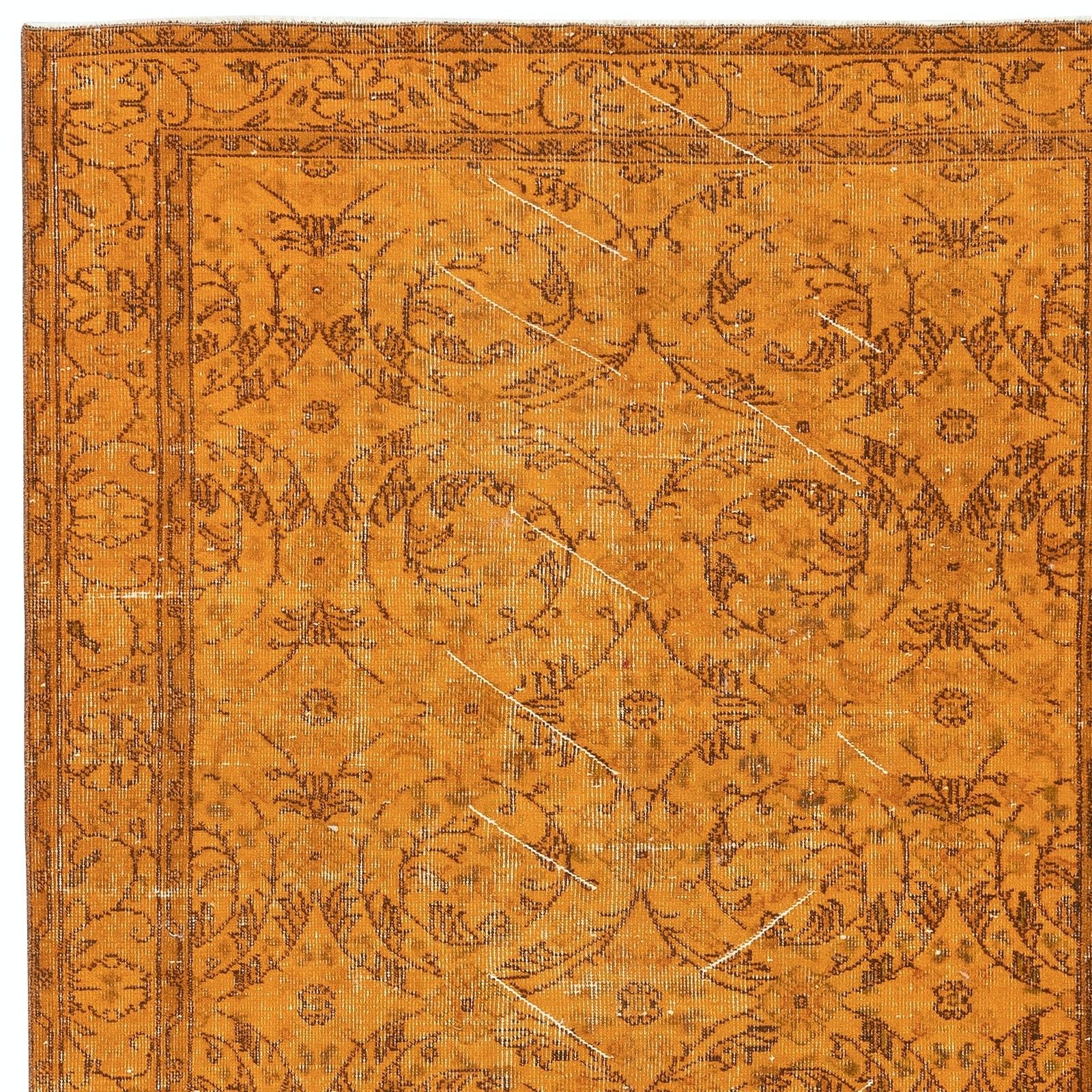 4.7x8.2 Ft Vintage Handmade Rug. Orange Turkish Rug For Modern Home And Office photo 370.0