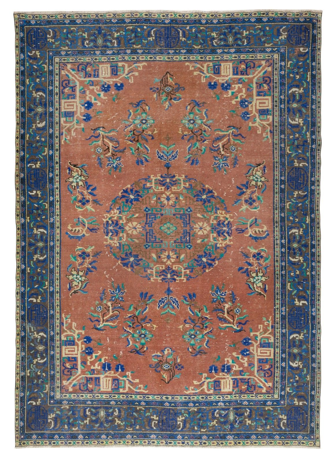8x11.3 Ft Traditional Hand Knotted Vintage Turkish Red Area Rug For Home Decor