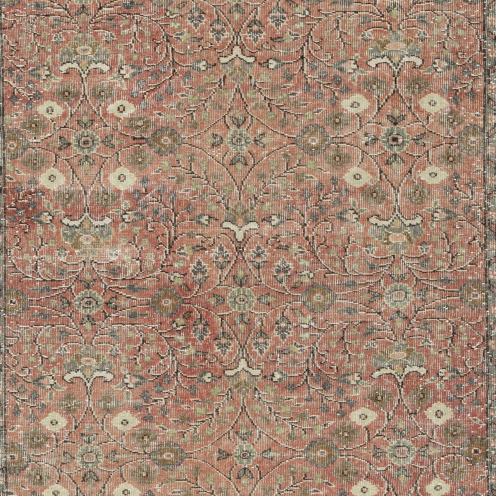 5.5x9.6 Ft Vintage Handmade Turkish Red Rug With Floral Pattern For Living Room photo Textiles