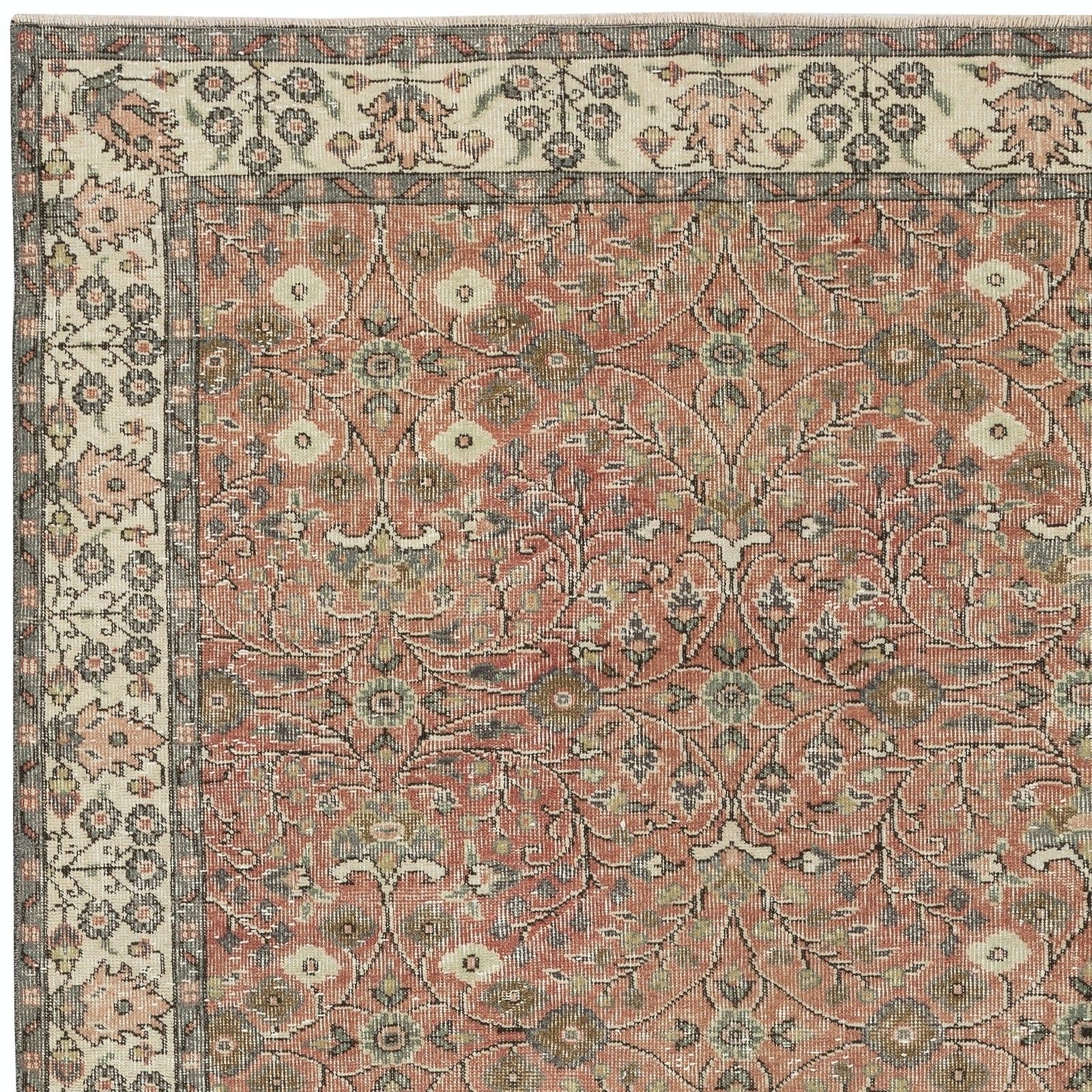5.5x9.6 Ft Vintage Handmade Turkish Red Rug With Floral Pattern For Living Room photo 513.0