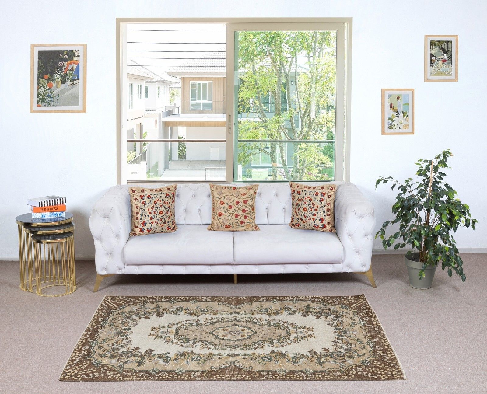 3.7x7 Ft Vintage Accent Rug. Handmade Turkish Rug For Farmhouse & Cottage Decor photo furniture