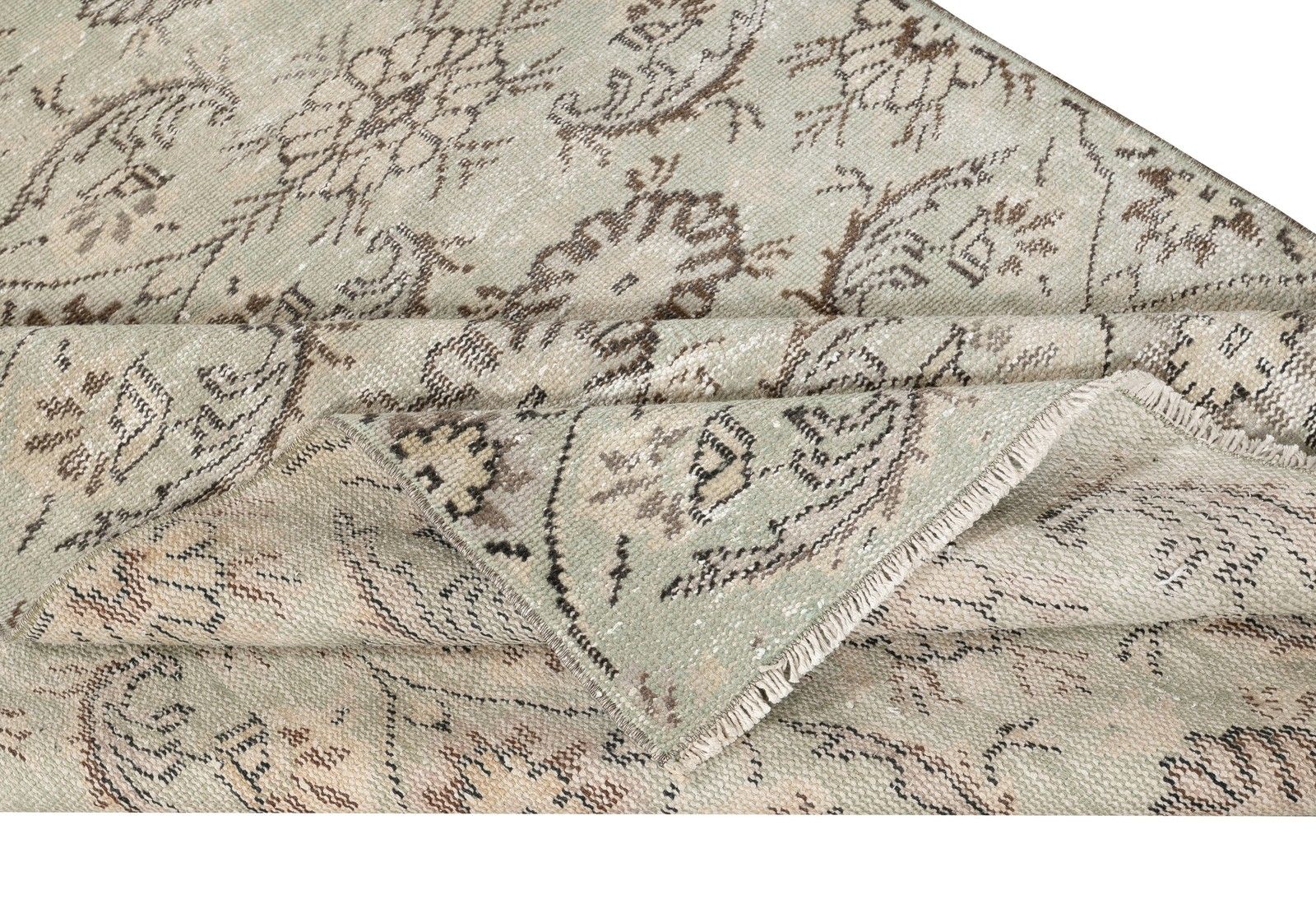 4.6x8 Ft Hand Knotted Floral Design Turkish Rug For Rustic Farmhouse Interiors photo for sale