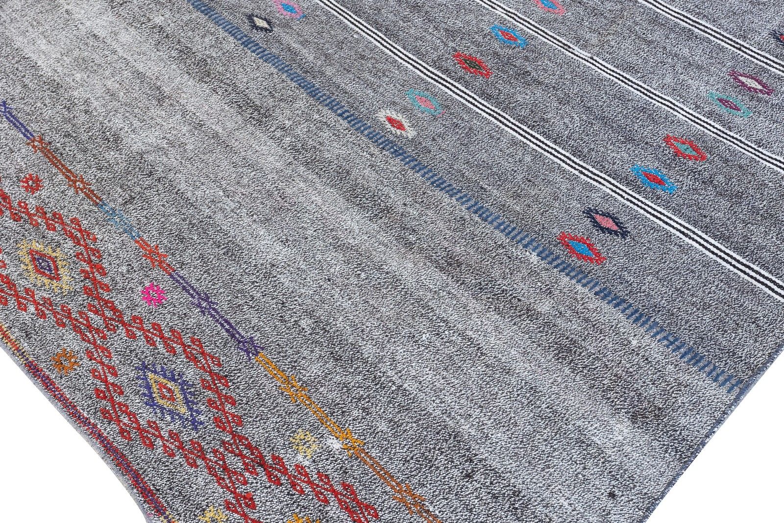 11.2x15.6 Ft Vintage Turkish Kilim. Gray Cotton & Goat Hair Rug. Oversize Carpet photo buy