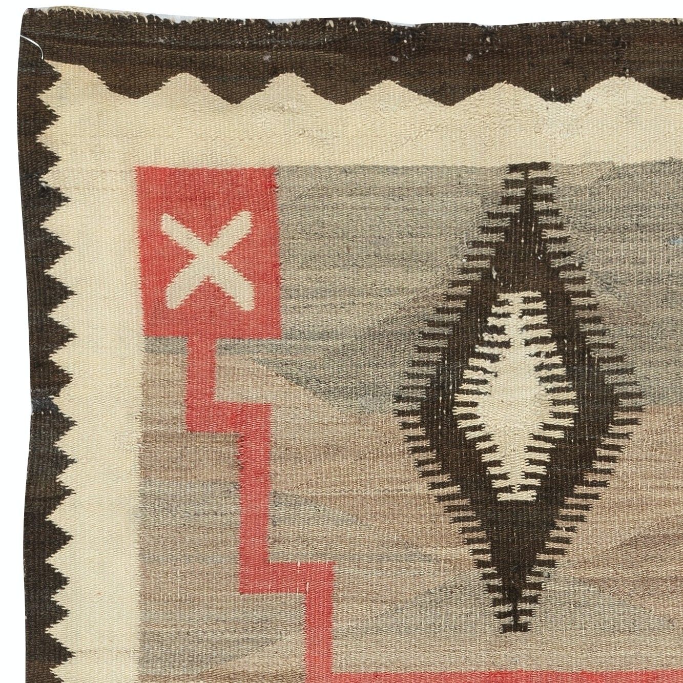 3.2x5 Ft Antique Navajo Storm Pattern Rug, Wool, Natural Colors, Circa 1930–1950 photo 2545.0