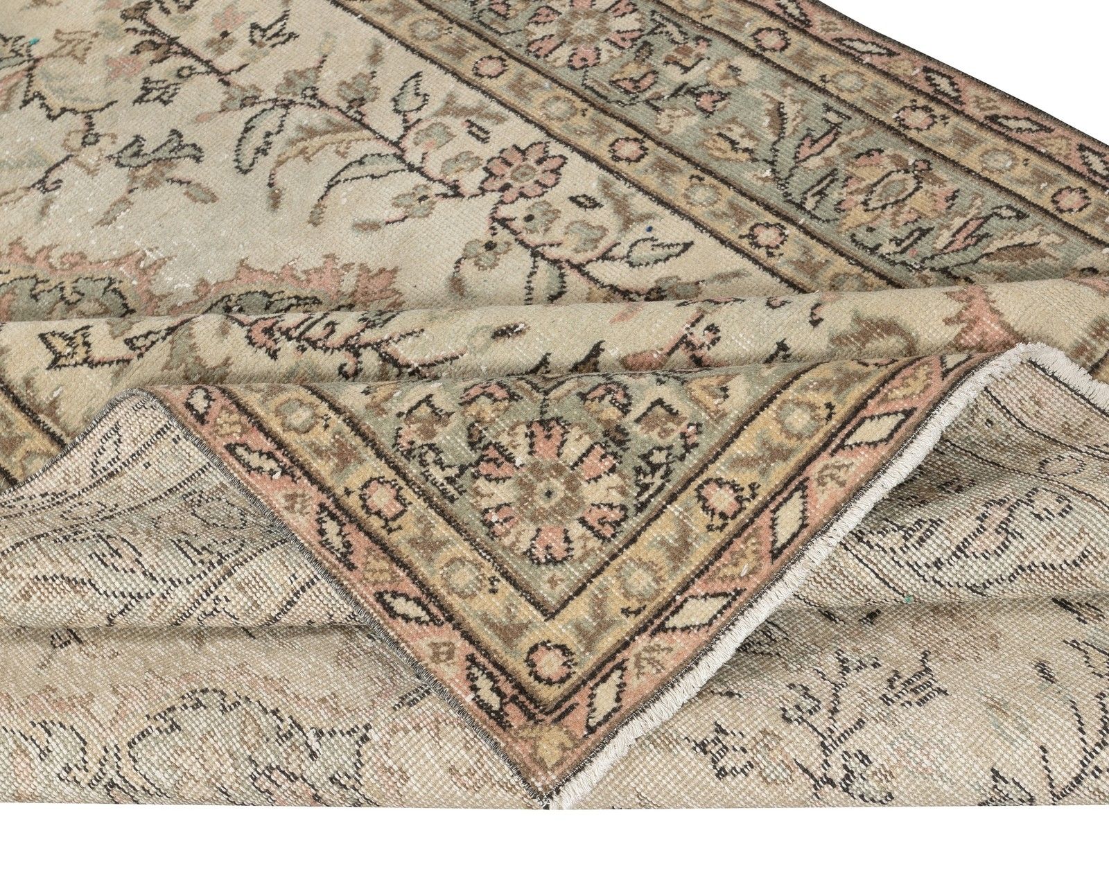 5.8x9.7 Ft Handmade Vintage Beige Turkish Rug For Rustic Or Country Style Home photo for sale
