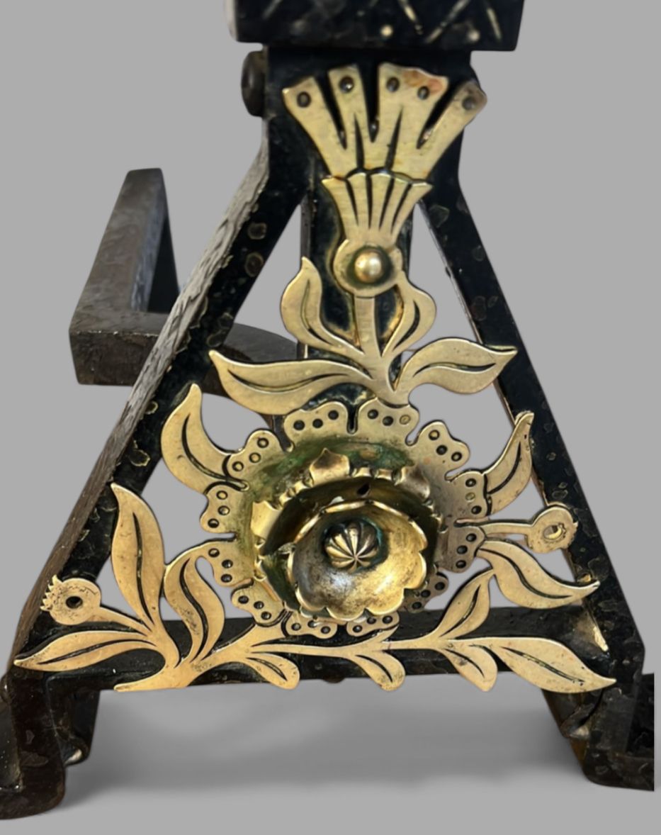 Large Pair Of Victorian Cast Iron & Brass Fire Dogs / Andirons, C.1880–1900 photo 395.0