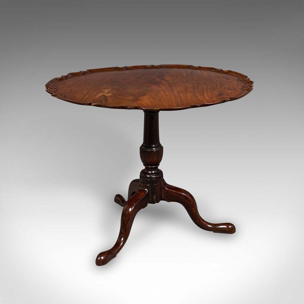 Antique 4 Seat Occasional Table English Walnut Tilt Top Pie Crust Georgian photo vinterior