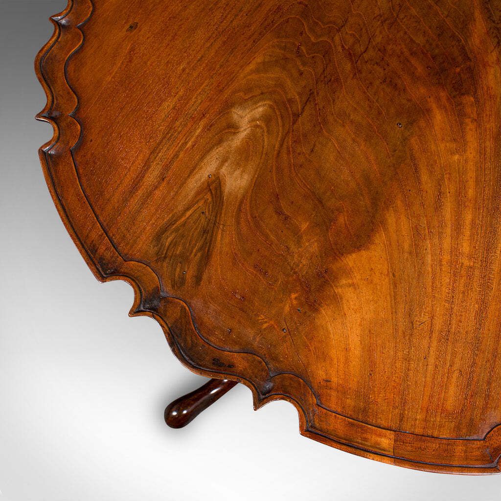 Antique 4 Seat Occasional Table English Walnut Tilt Top Pie Crust Georgian photo vintage