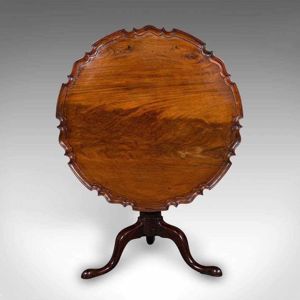photo furniture Antique 4 Seat Occasional Table English Walnut Tilt Top Pie Crust Georgian