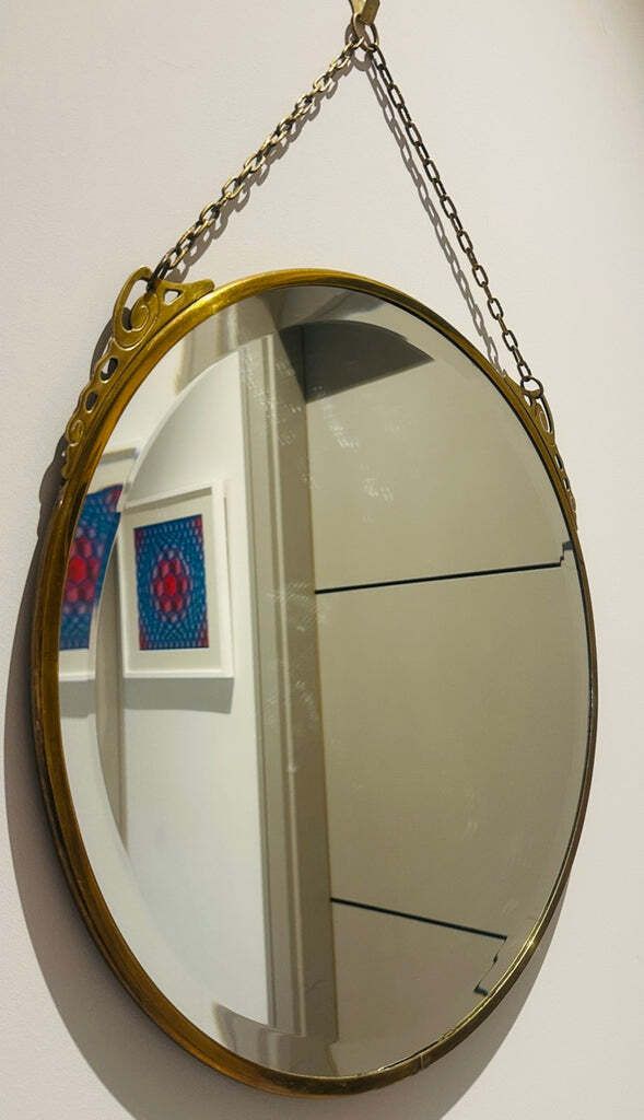 Art Nouveau Arts & Crafts Style Bevelled Glass Rose Gold Brass Wall Mirror photo Home Decor