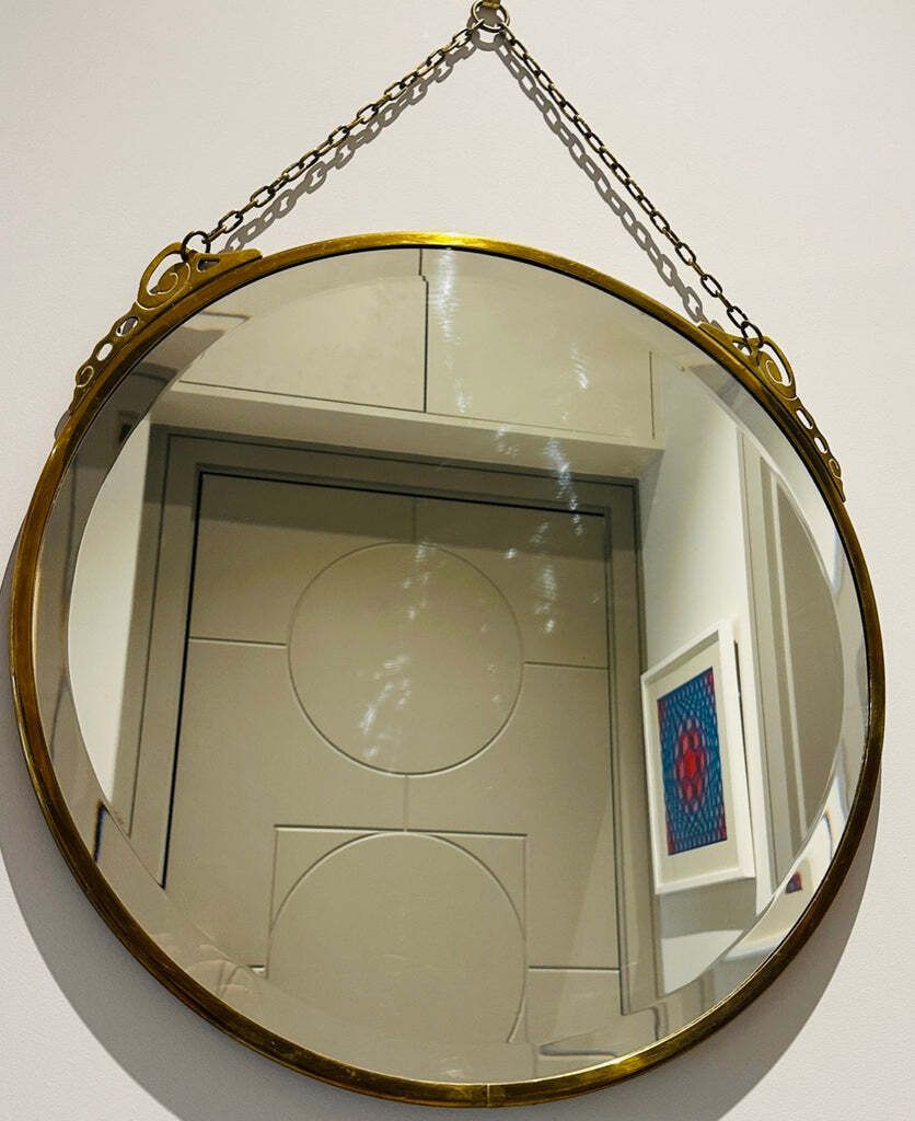 Home Decor Art Nouveau Arts & Crafts Style Bevelled Glass Rose Gold Brass Wall Mirror photo