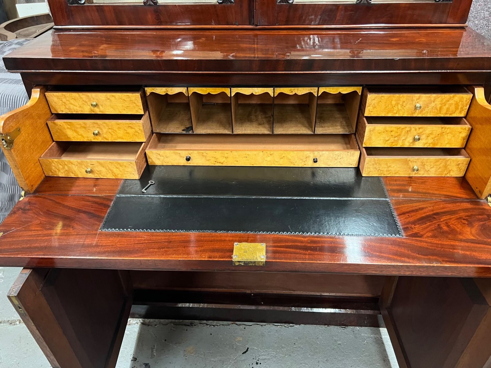 1408.0 Superb Antique Mahogany Secretaire Bookcase photo