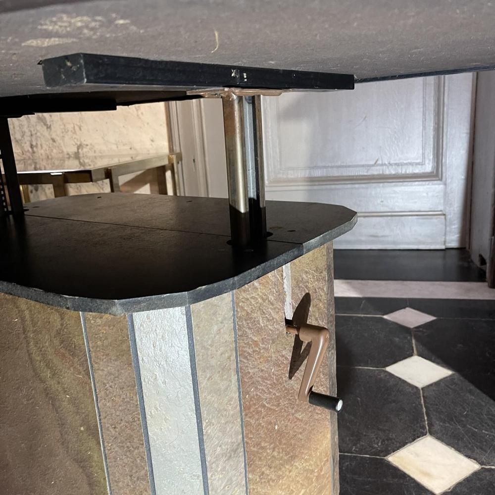Brutalistische Salontafel In Steen, Koper En Messing Van Paul Kingma, Jaren 1970 photo furniture