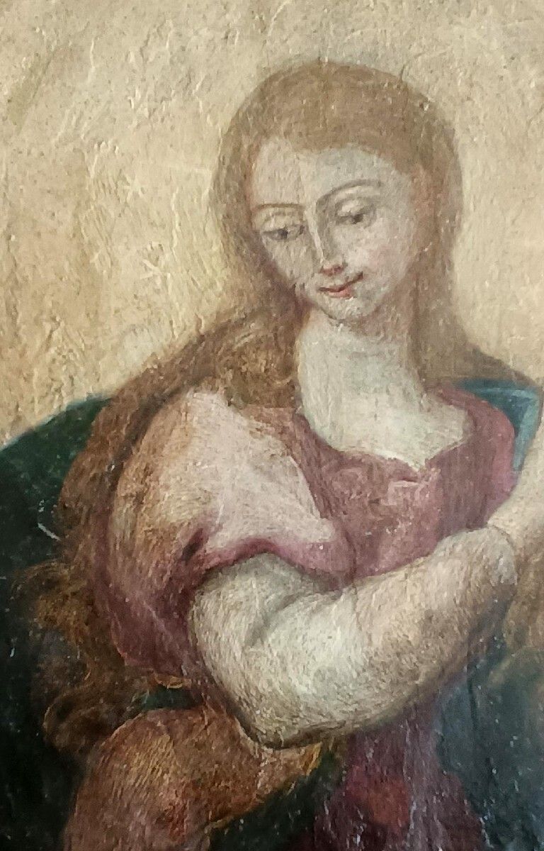 Antique Painting On Copper, Double Painting, Saint Catherine Of Siena photo Art
