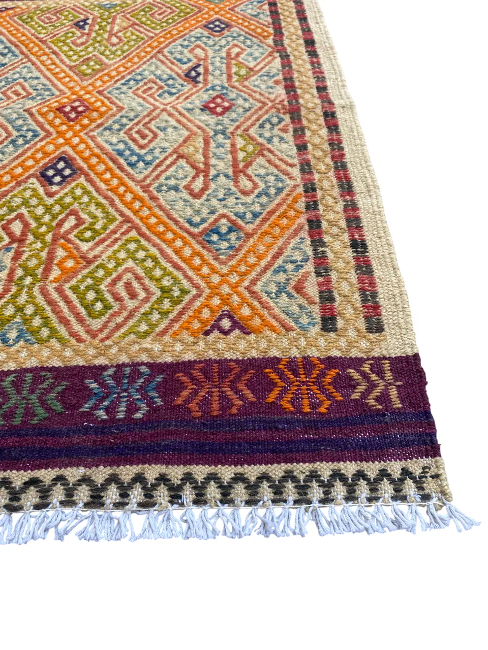 2x3 Colourful Afghan Soumak Boho Rug photo furniture