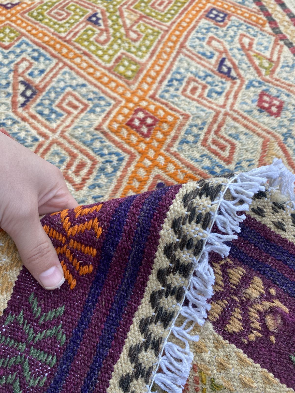 2x3 Colourful Afghan Soumak Boho Rug photo buy