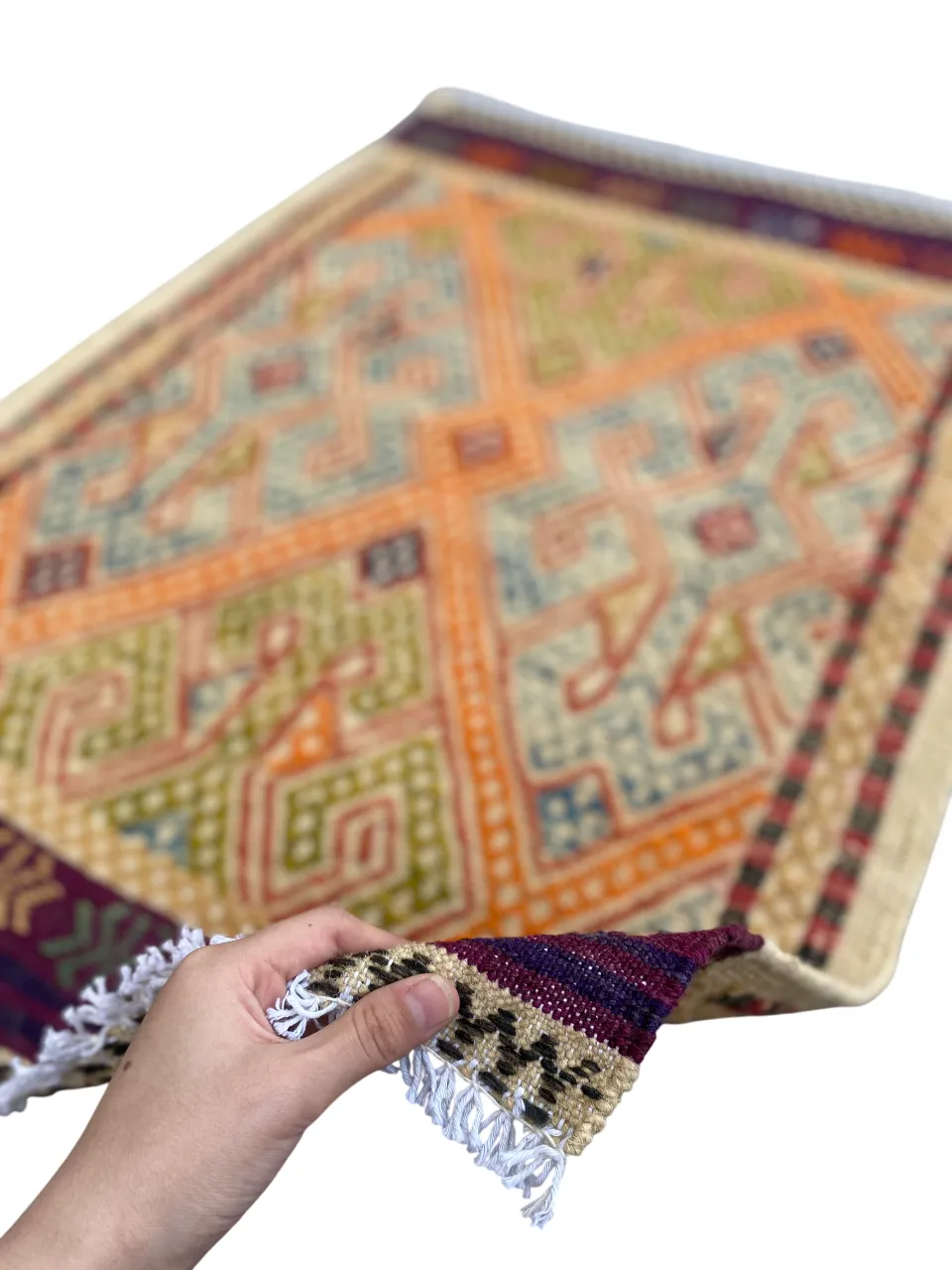 photo furniture 2x3 Colourful Afghan Soumak Boho Rug