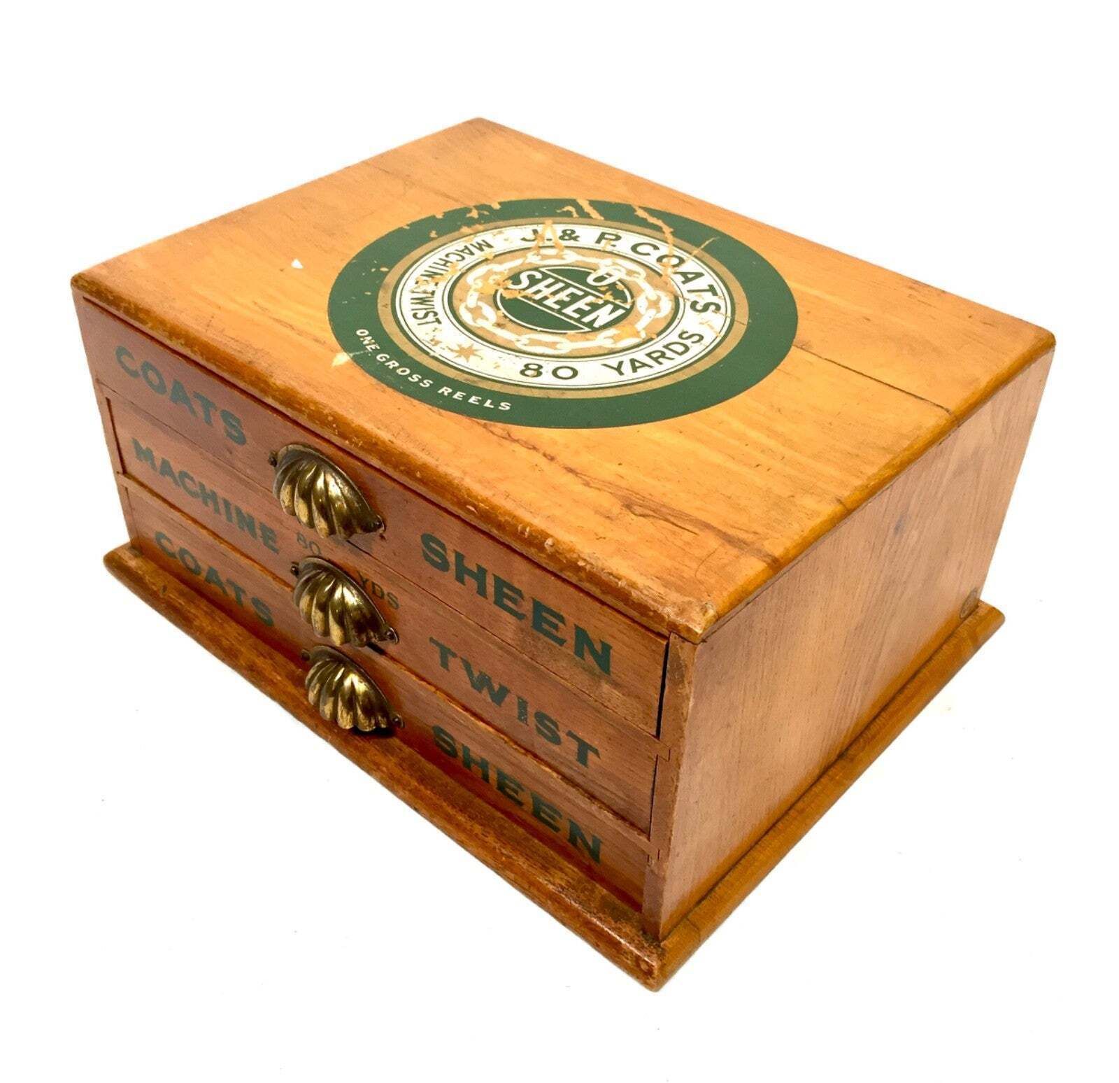 Antique Wooden Shop Display Sewing Cabinet For J & P Coats Spool Haberdashery photo Furniture