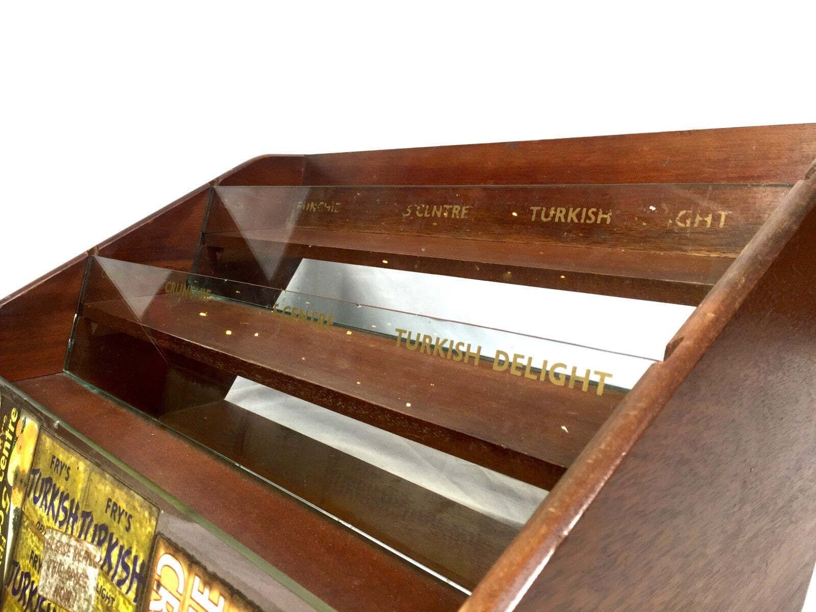Antique Wooden & Glass Fry's Chocolate Bar Display Rack / Shop Countertop Unit photo Home Decor