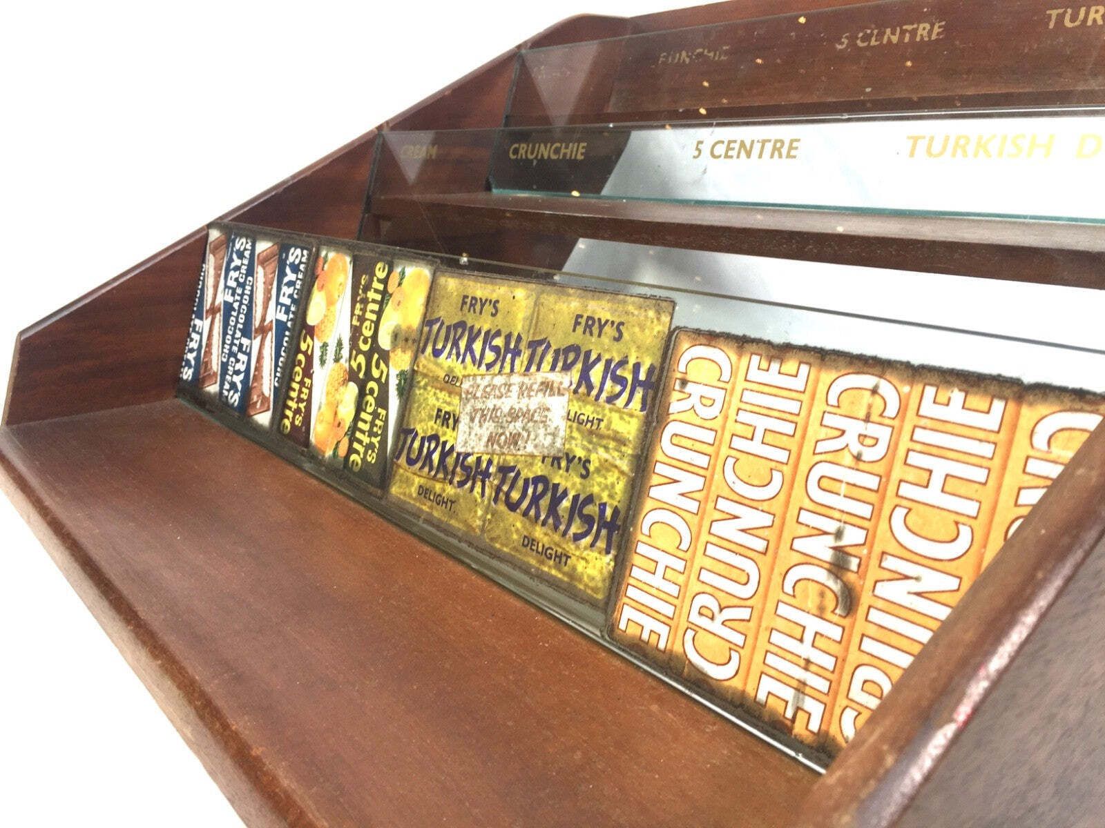 Antique Wooden & Glass Fry's Chocolate Bar Display Rack / Shop Countertop Unit photo 399.0