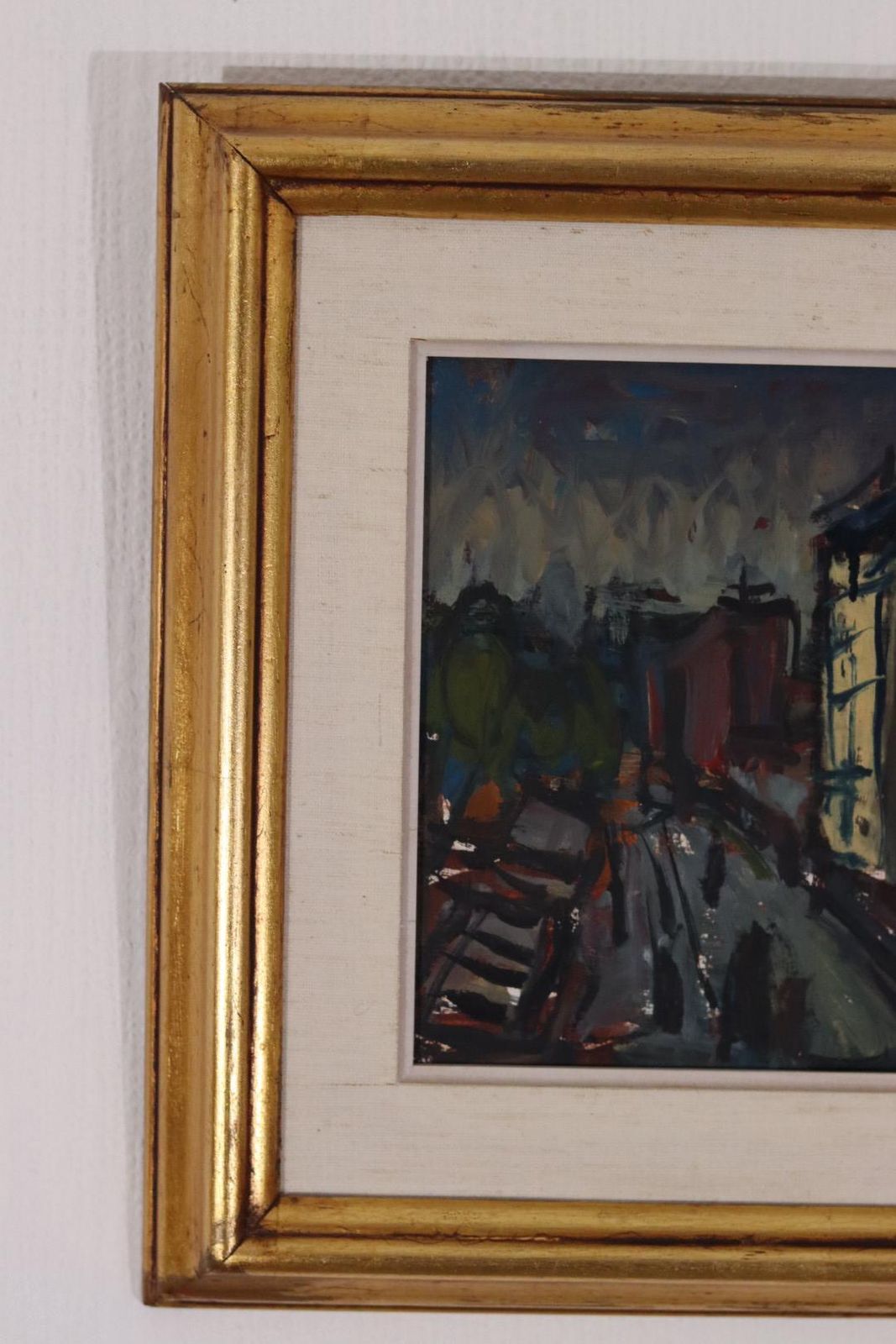 Original Swedish Oil On Panel – “City II” By P.O. Zachrisson – Signed & Framed – 36 × 42 Cm (14.2" × 16.5") photo vintage