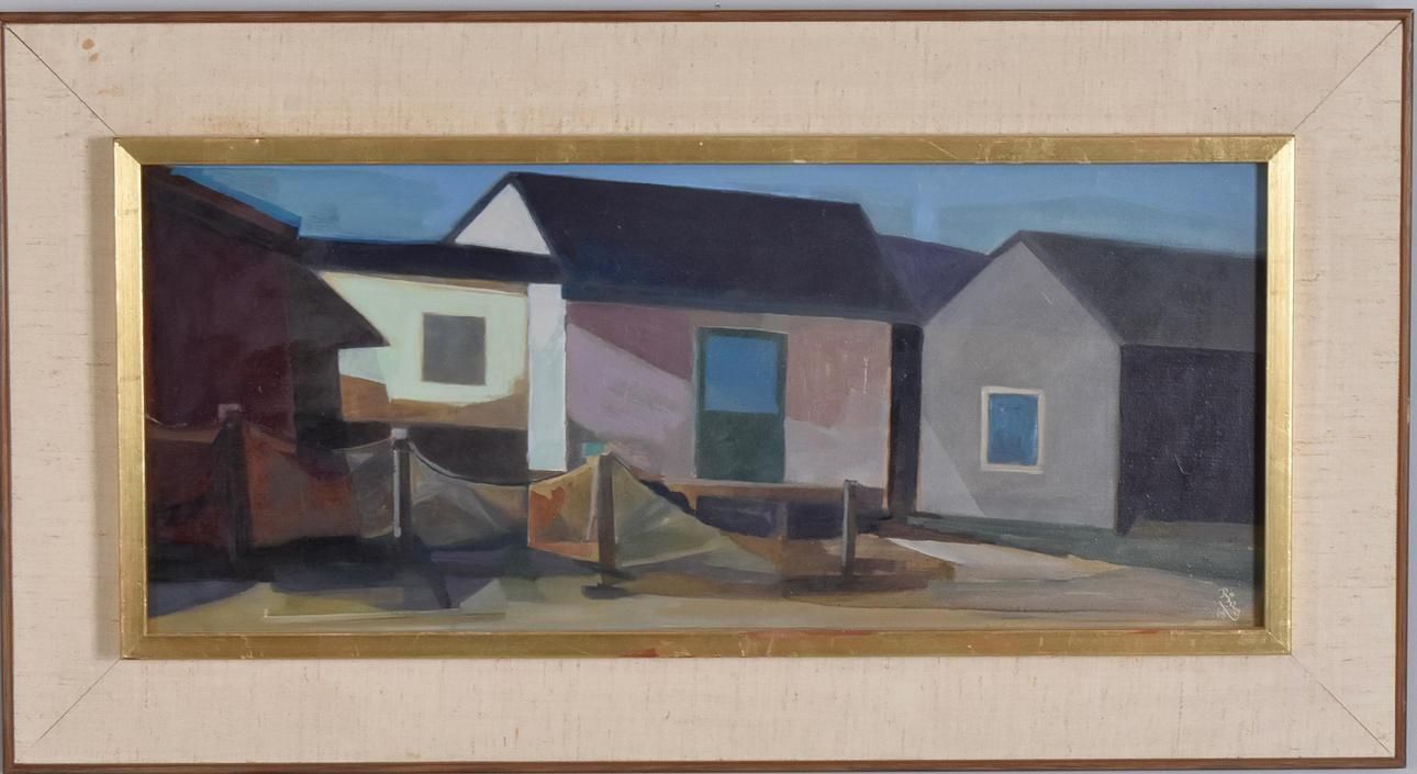 Original Swedish Oil On Panel – “Grötviks Sjöbodar, Söndrum” By Ragnar Ring – Signed & Framed – 37 × 67 Cm (14.6" × 26.4") photo furniture