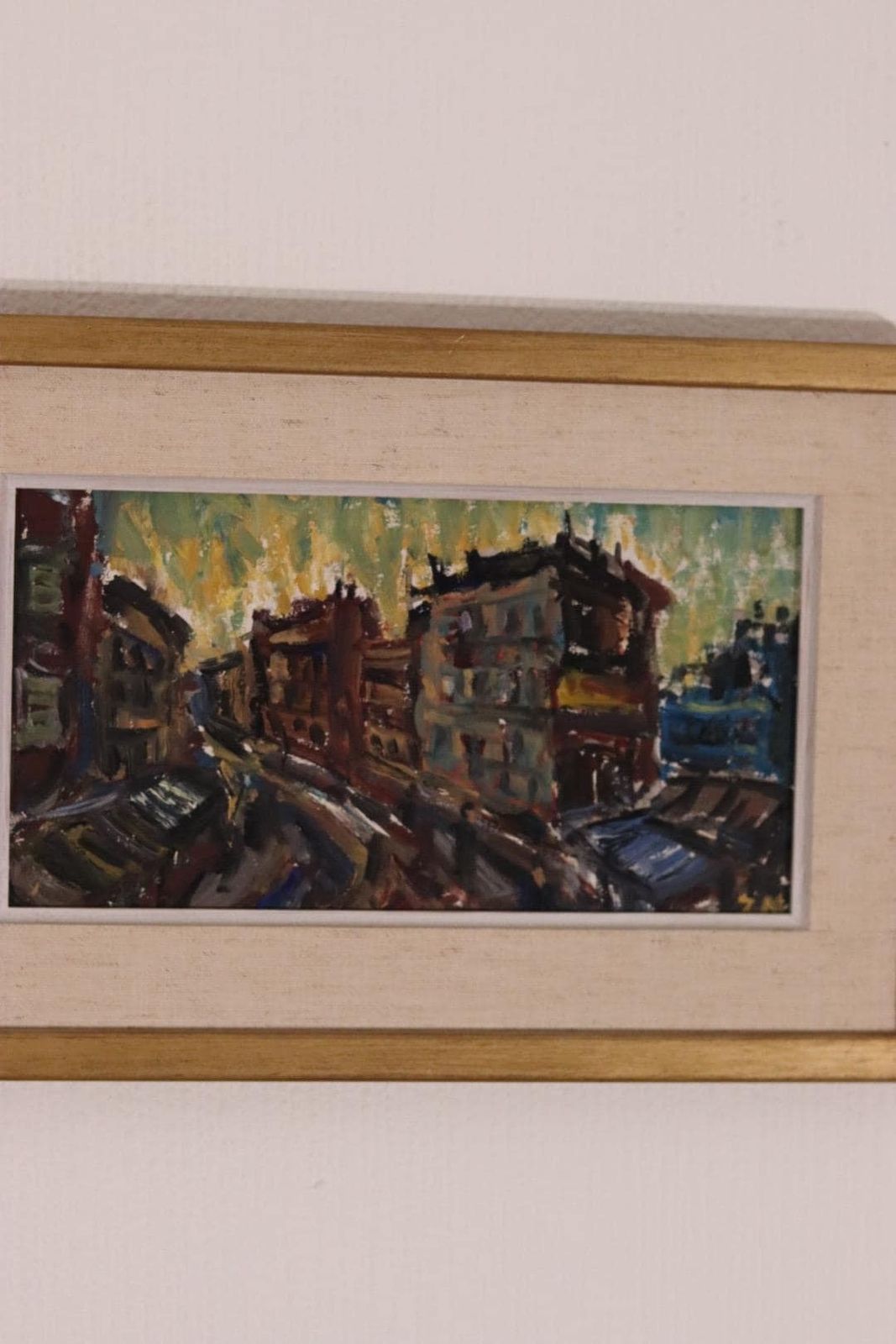 Original Mid Century Swedish Oil On Panel – “City” By P.O. Zachrisson – Vintage & Framed – 37 × 25 Cm (14.6" × 9.8") photo vinterior