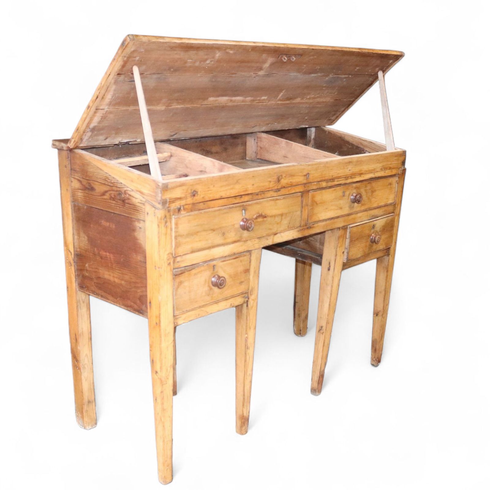 Furniture Victorian Antique Pine Clerks Desk Sloped Top Standing Desk photo