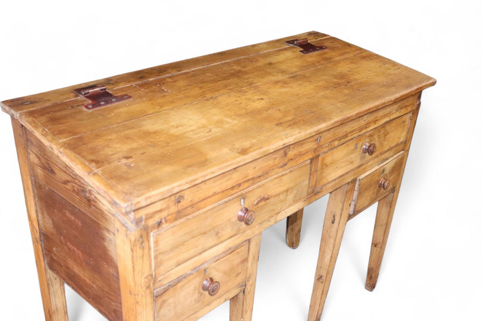 photo vintage Victorian Antique Pine Clerks Desk Sloped Top Standing Desk
