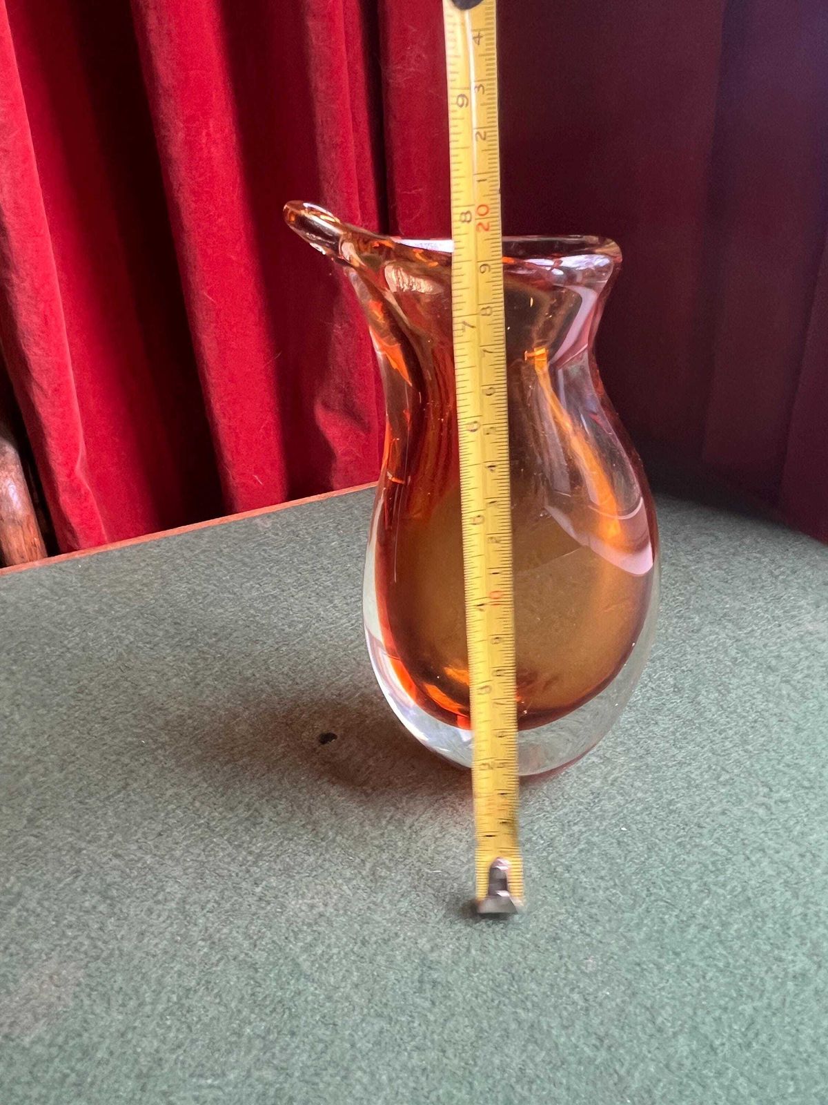 Vintage Sommerso Amber And Clear Glass Murano Style Fishtail Vase. photo 59.0