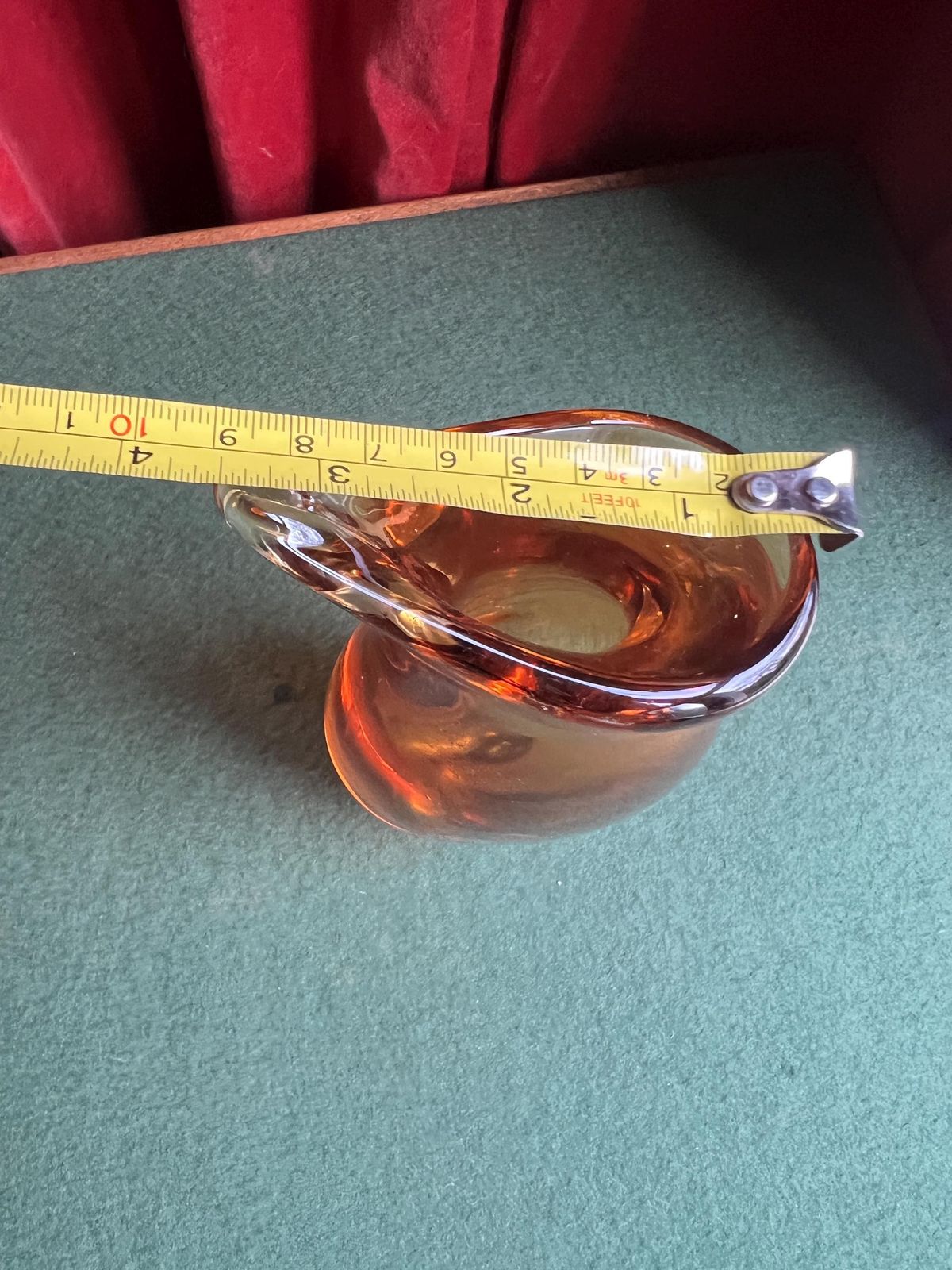 Vintage Sommerso Amber And Clear Glass Murano Style Fishtail Vase. photo buy