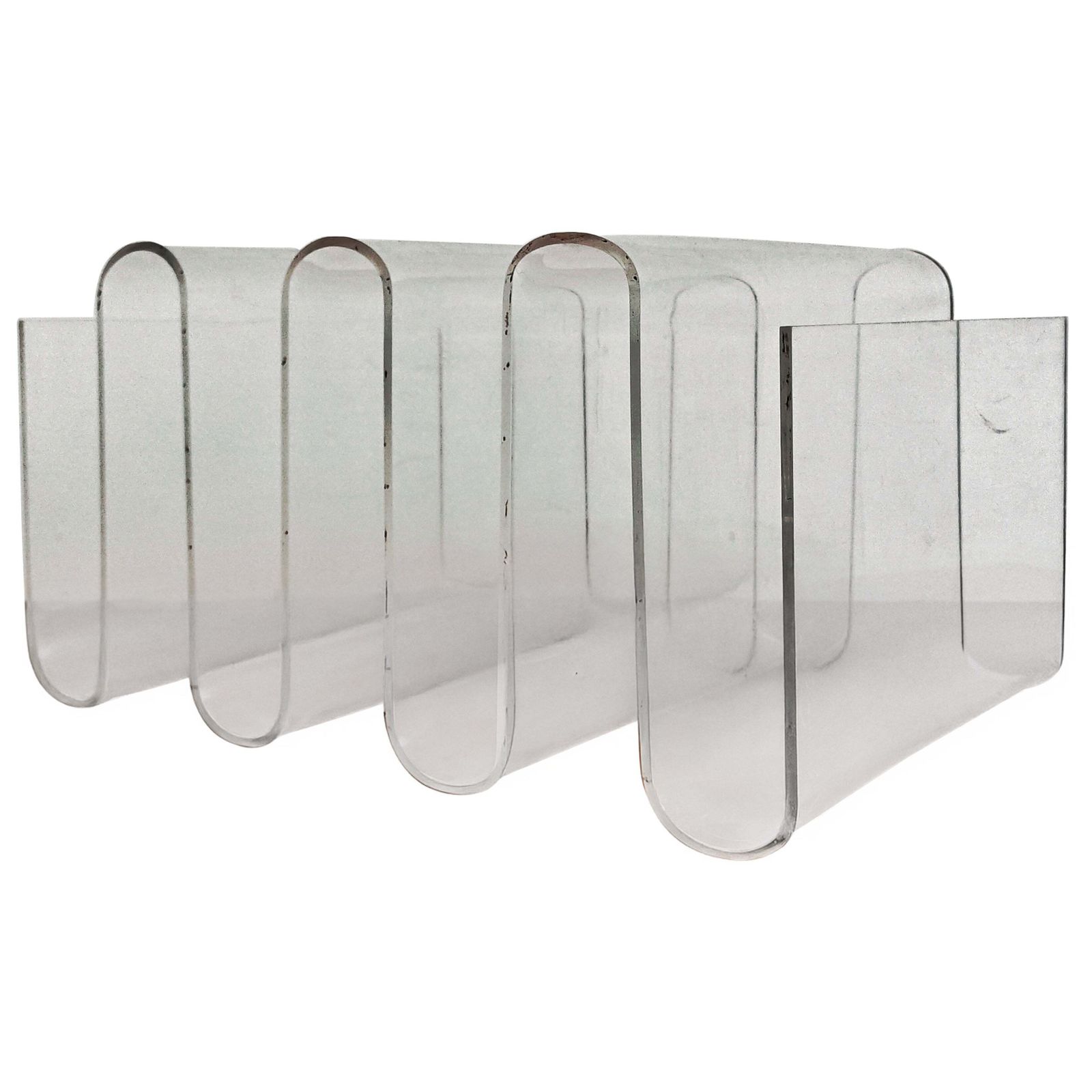 Mid Century Modern Sculptural Magazine Rack Done In Plexi, Italy 1970s