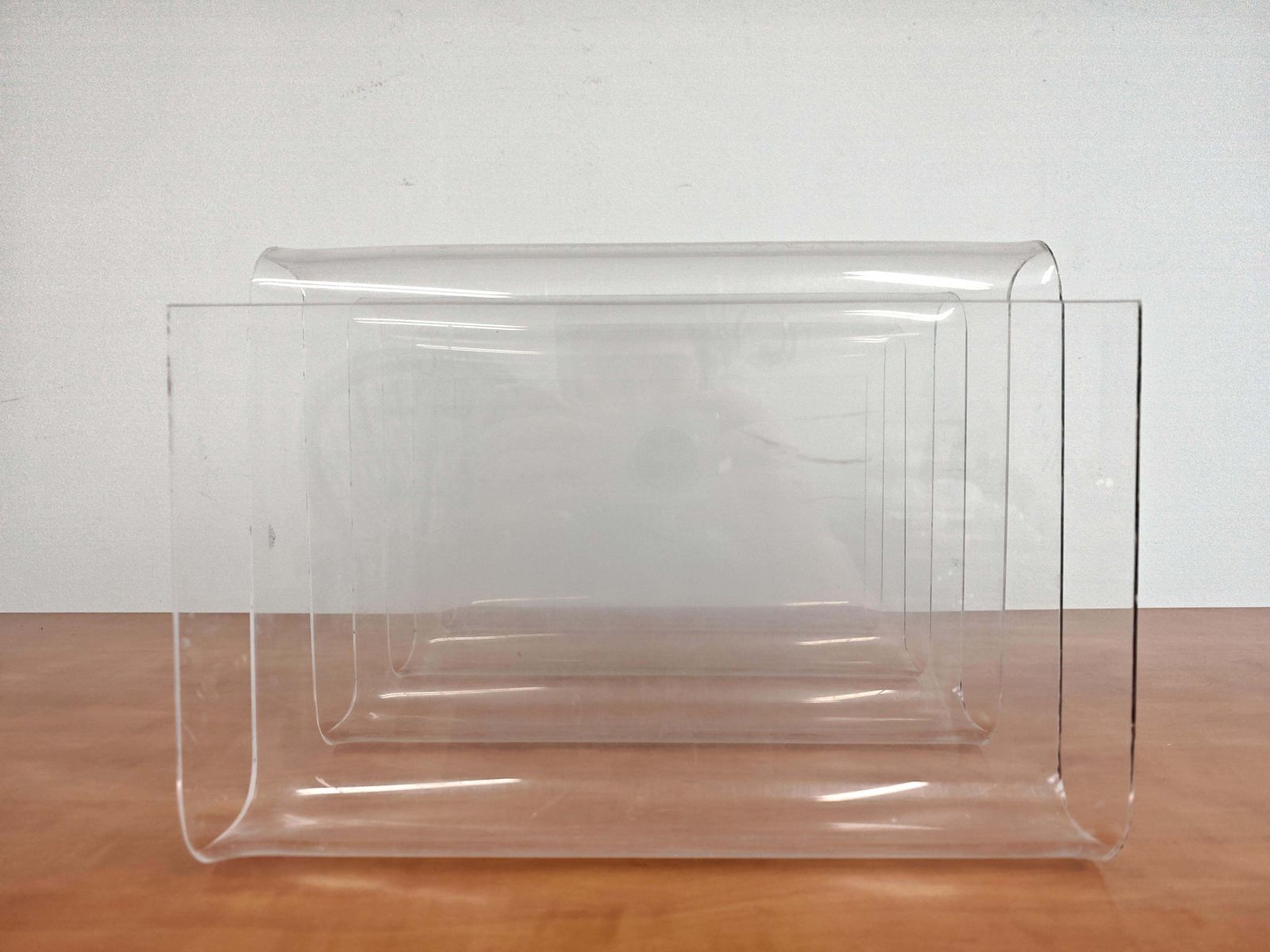 Mid Century Modern Sculptural Magazine Rack Done In Plexi, Italy 1970s photo Home Decor