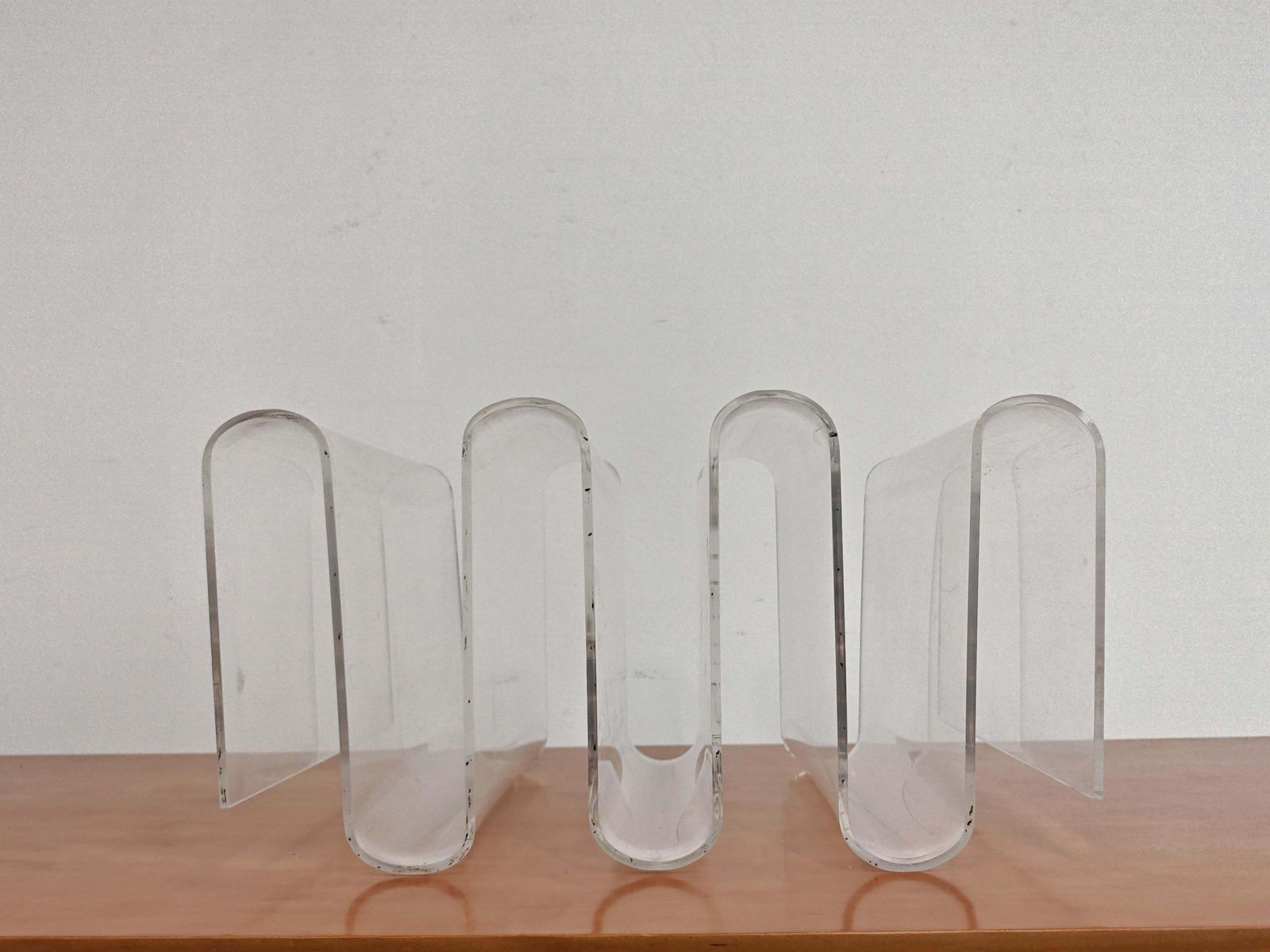 900.0 Mid Century Modern Sculptural Magazine Rack Done In Plexi, Italy 1970s photo