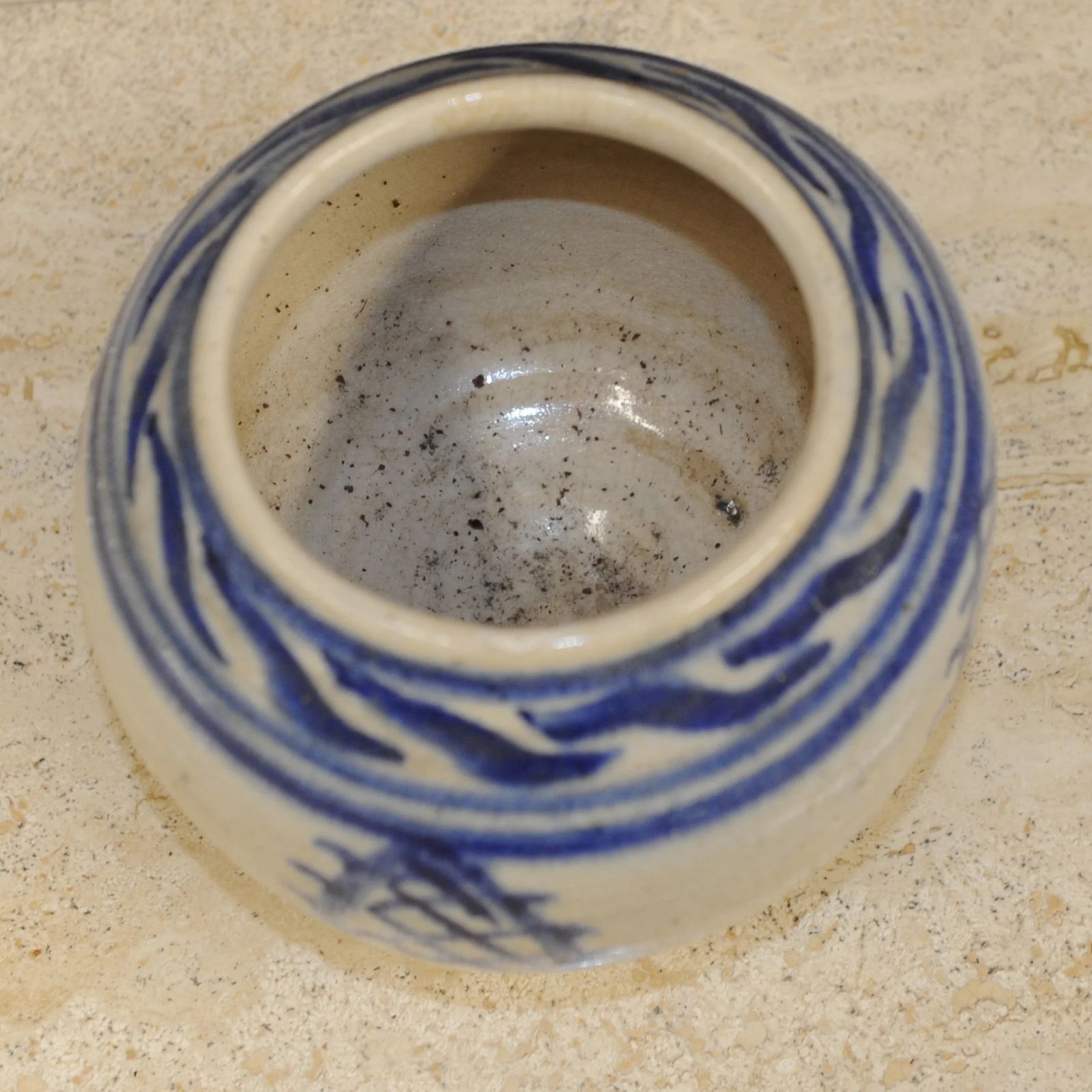Blue And White Oriental Style Pottery Vase Marked Wa photo for sale
