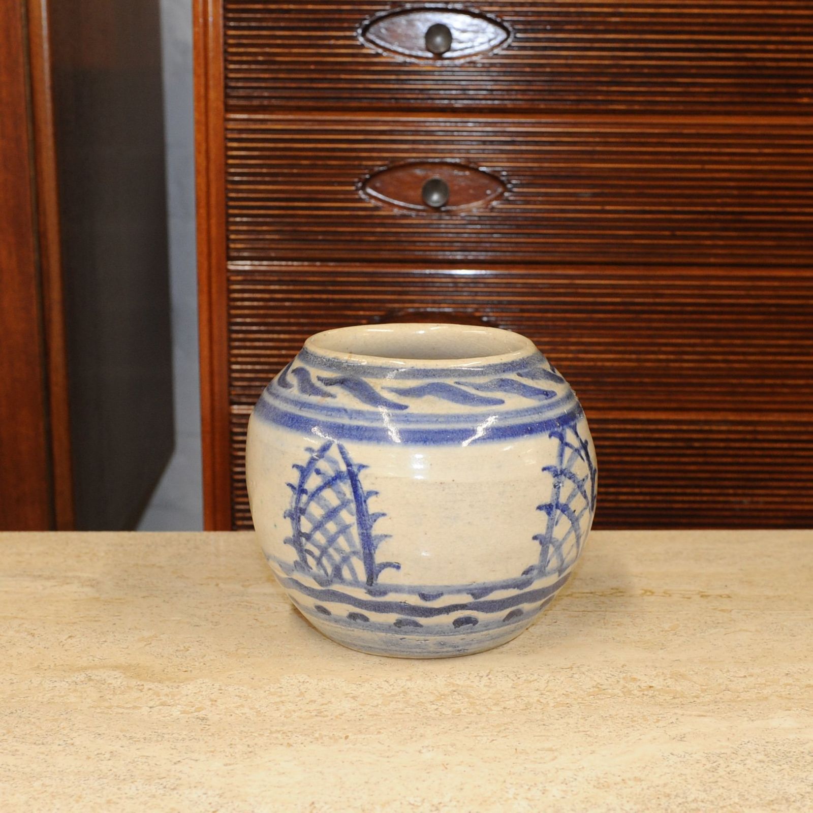 Blue And White Oriental Style Pottery Vase Marked Wa photo 52.0