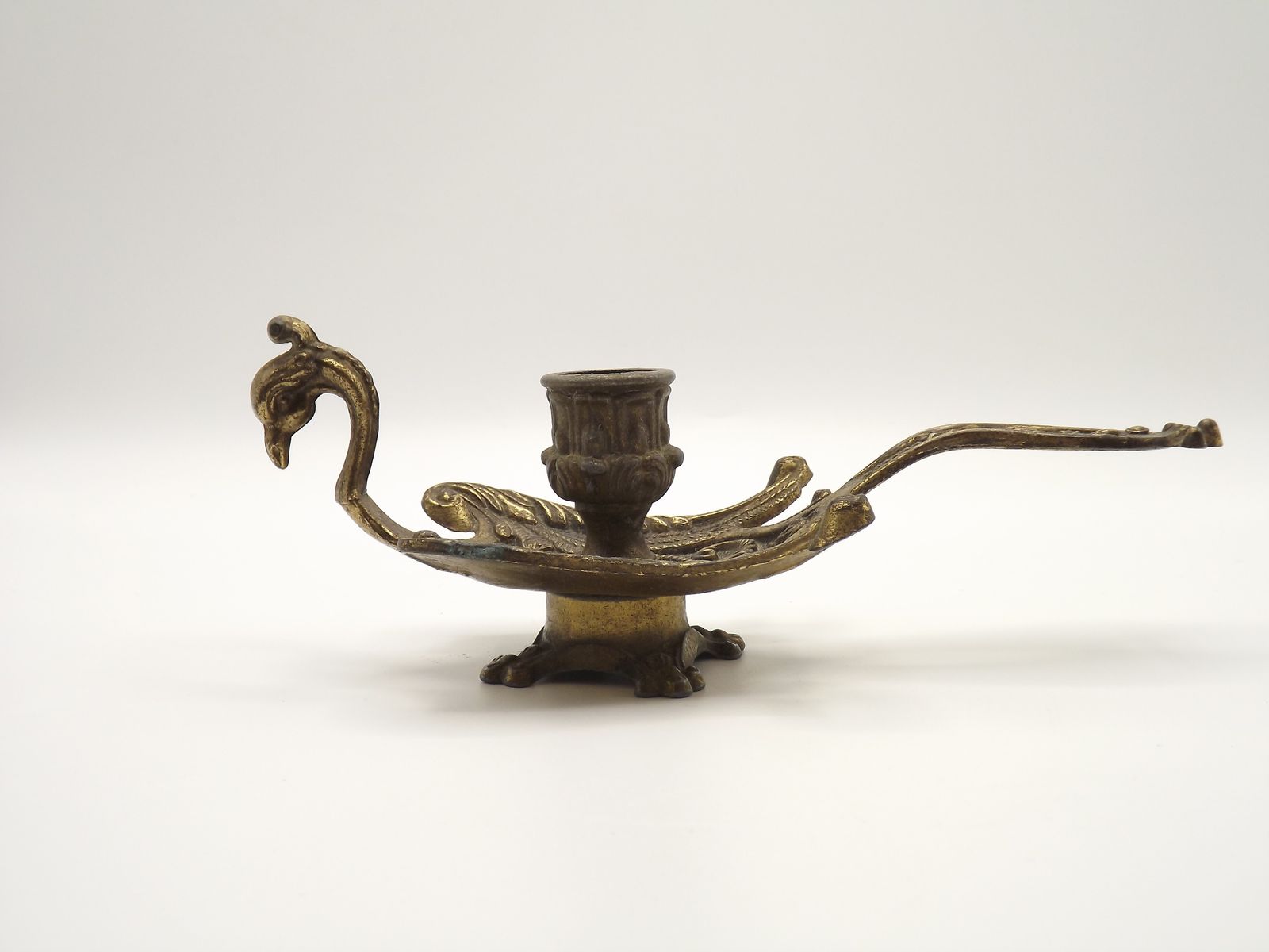 Rare Pair Of Embossed Bronze Firebird/Phoenix Chamberstick Candleholders photo buy