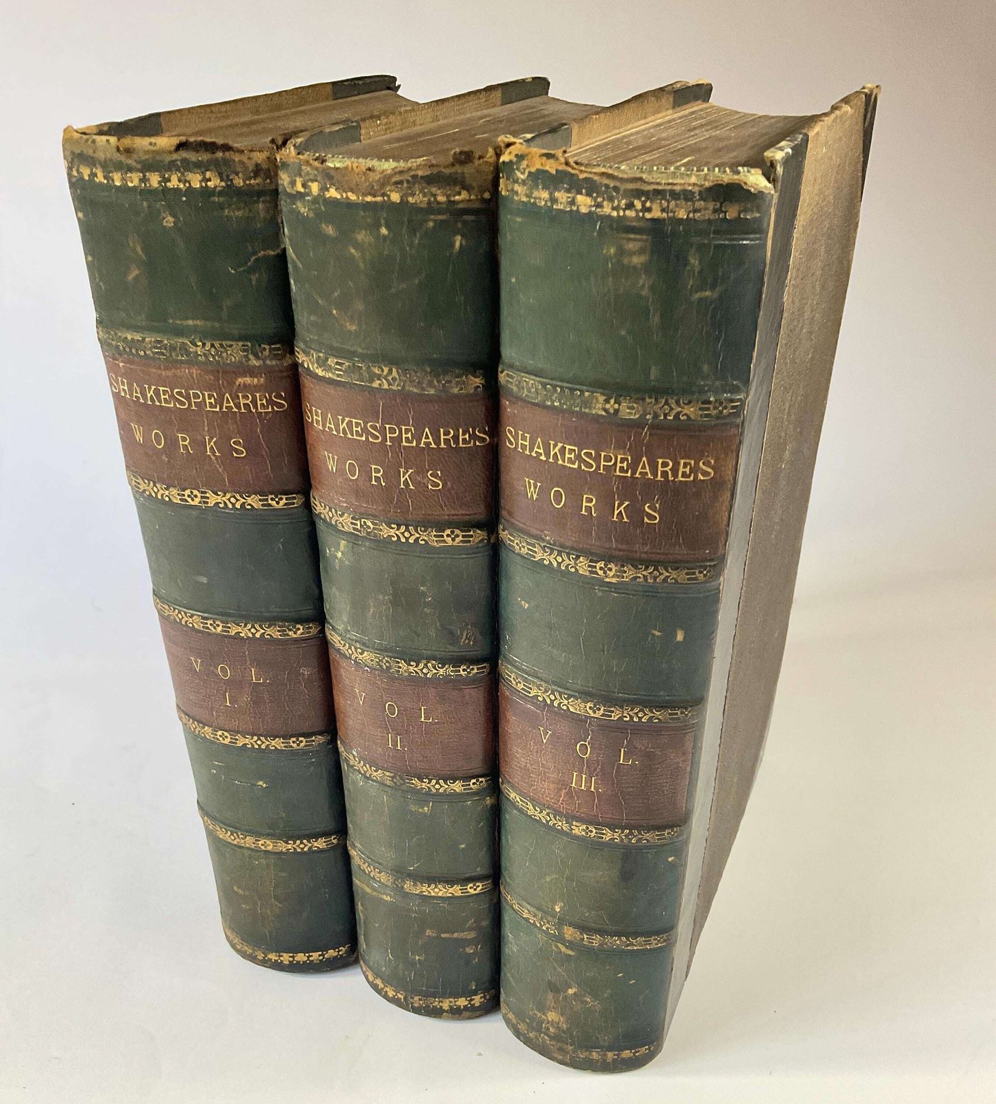 Antique Book Set, 'The Works Of Shakespeare' Edited By Chess Master Howard Staunton 1861, 3 Volumes photo furniture