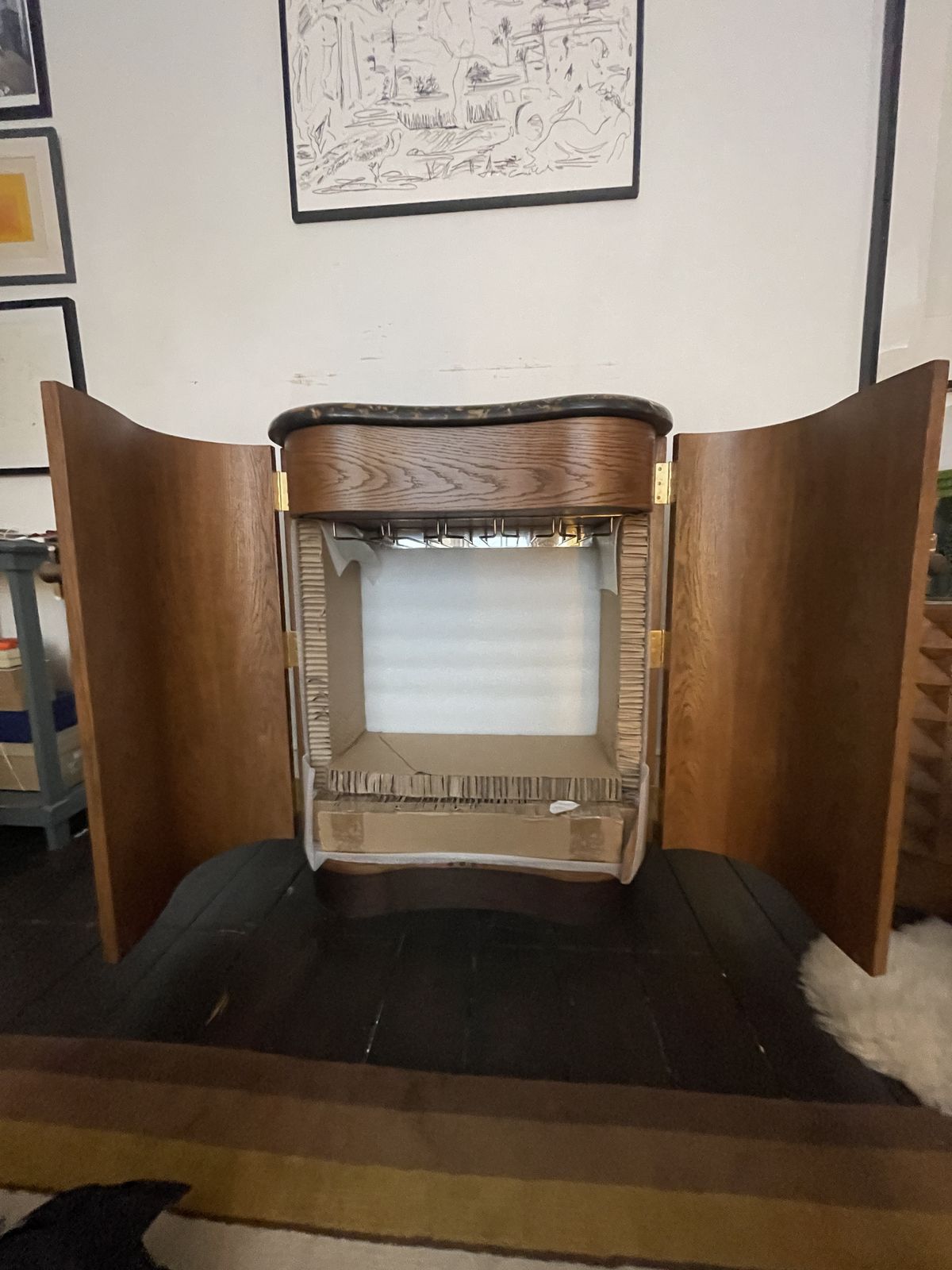 Soho Home, Mirrored Bar (Frankie Bar Cabinet, Michelangelo Marble) photo for sale