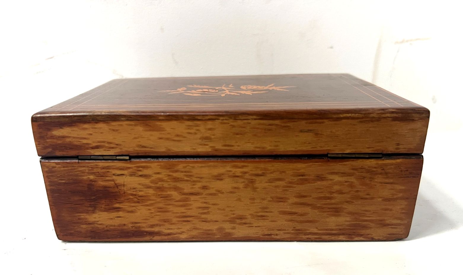 Napoleon III Mahogany And Light Wood Inlay Jewelry Box 20th Century photo vinterior