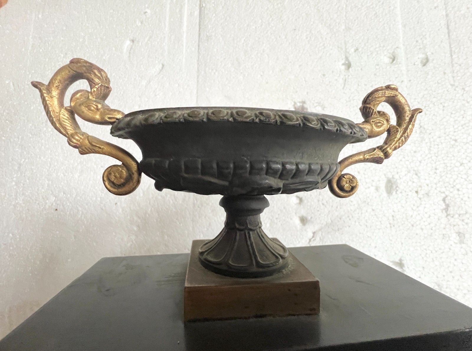 photo for sale 19th Century Empire Style Green Patina Bronze Clock