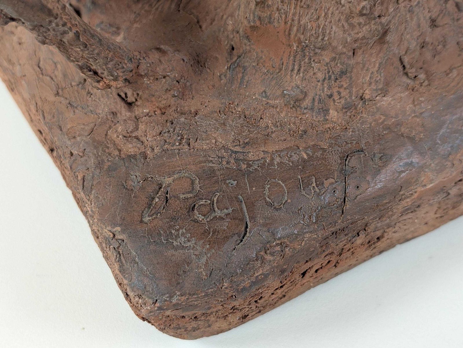 photo buy Antique French Terracotta Equestrian Warrior Sculpture: Rearing Horse Clay Statue Baroque Style