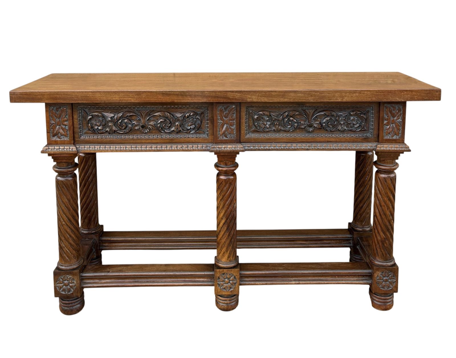 Spanish Neo Renaissance Carved Walnut Console Table, 19th Century