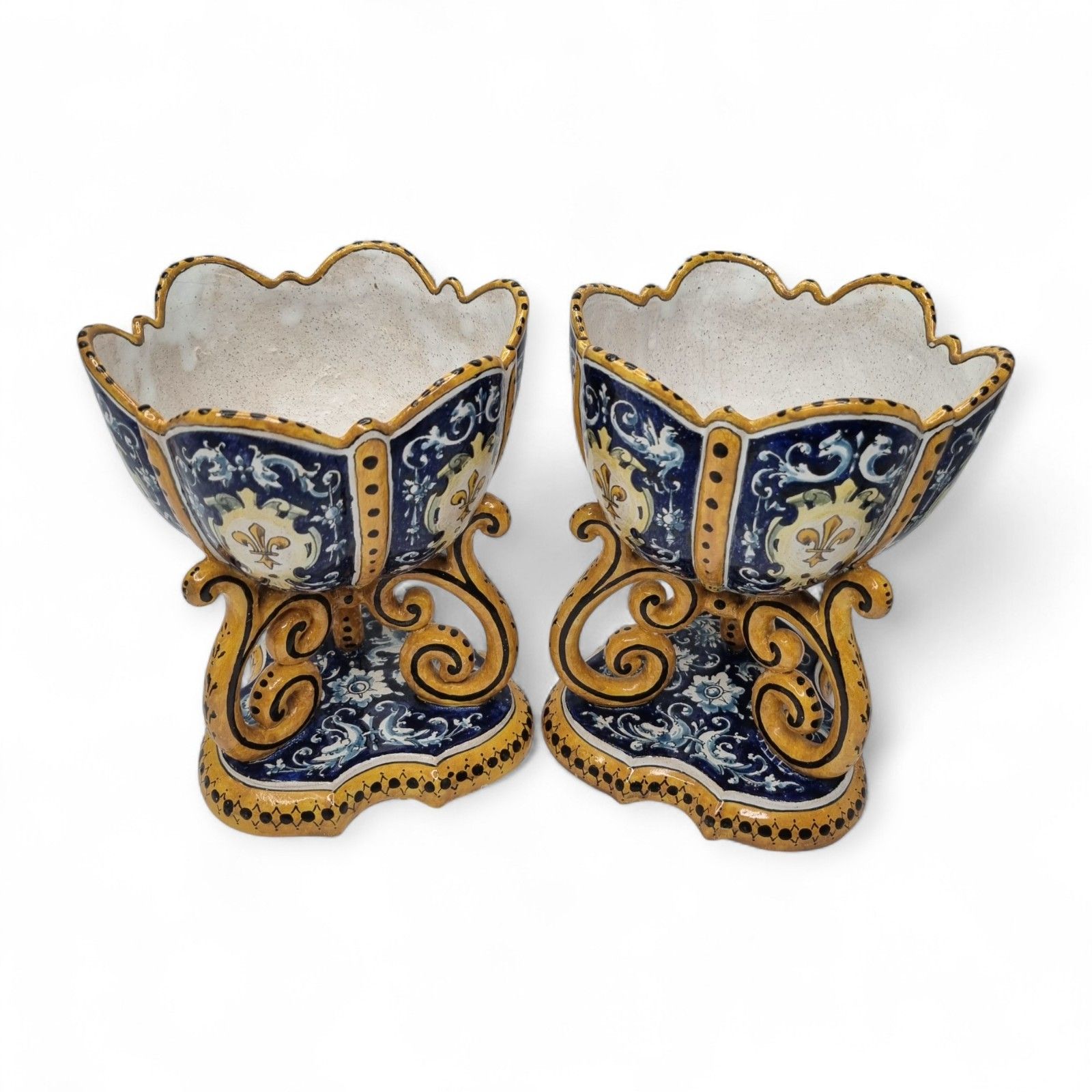 photo for sale Josaphat Tortat Blois 18th Century French Mantel Urn Cups Antique Stoneware