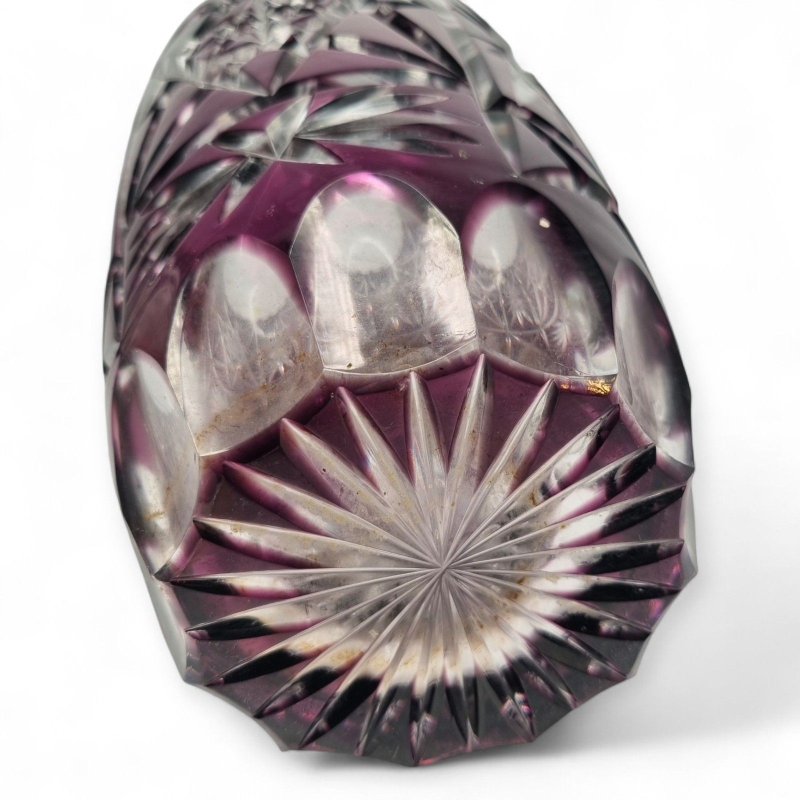 photo furniture Vintage Bohemian Vase Amethyst Cut Crystal Glass Vase Stars And Webs 50's