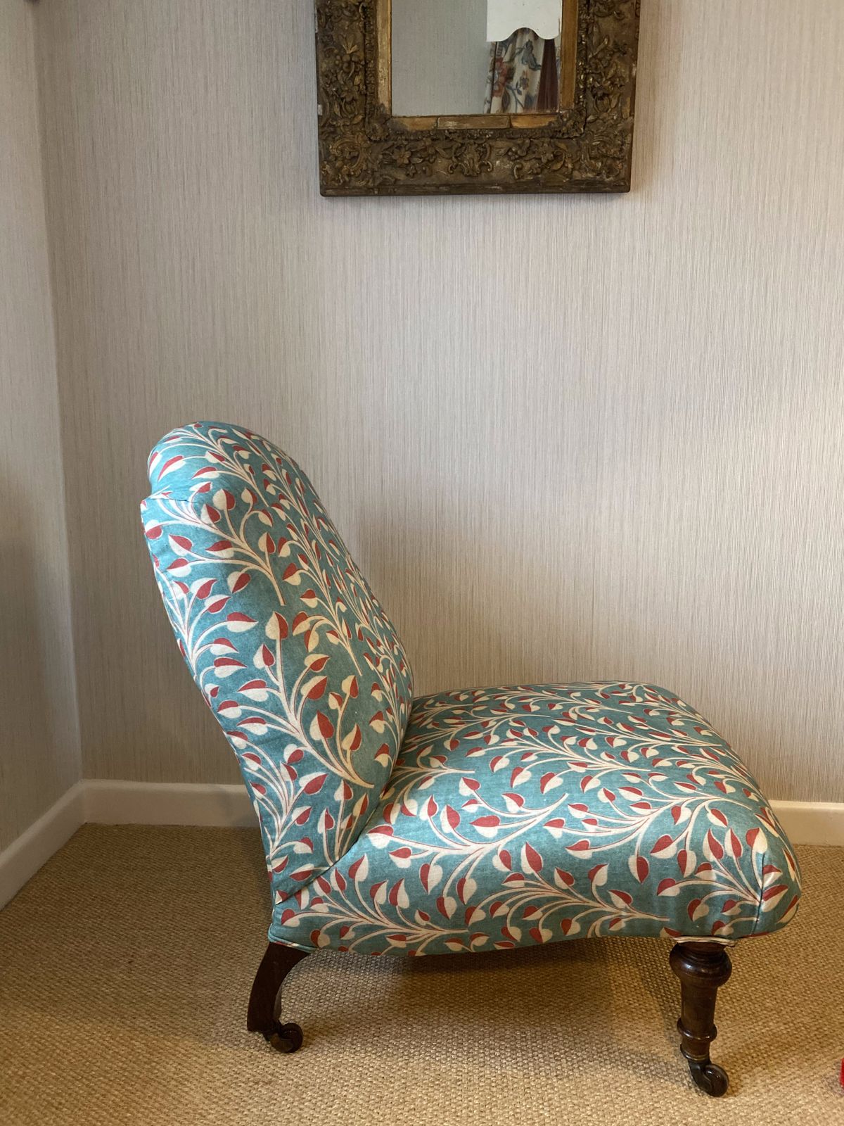 Antique Slipper Chair In Robert Kime Fabric photo vinterior