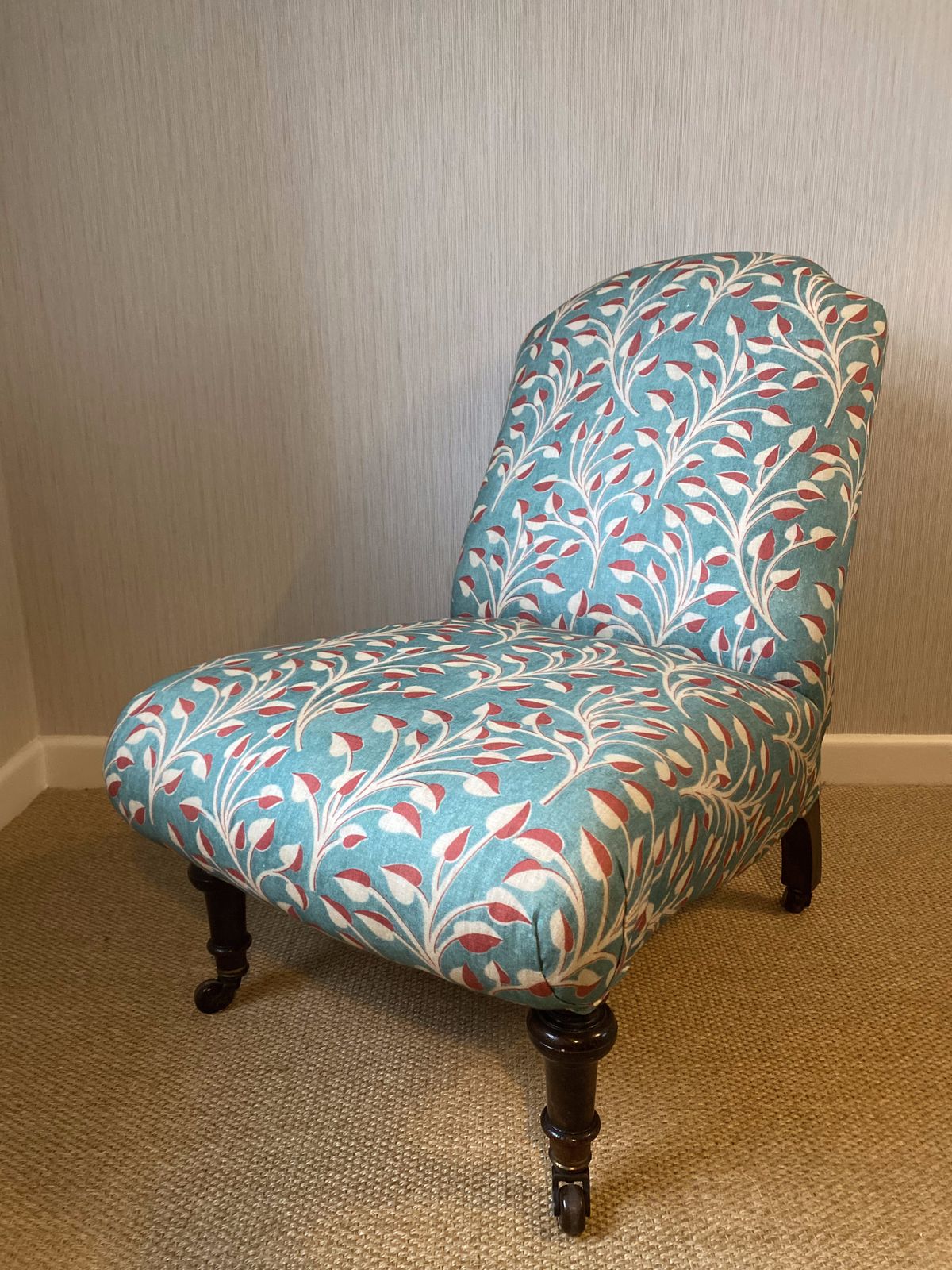 Antique Slipper Chair In Robert Kime Fabric photo for sale