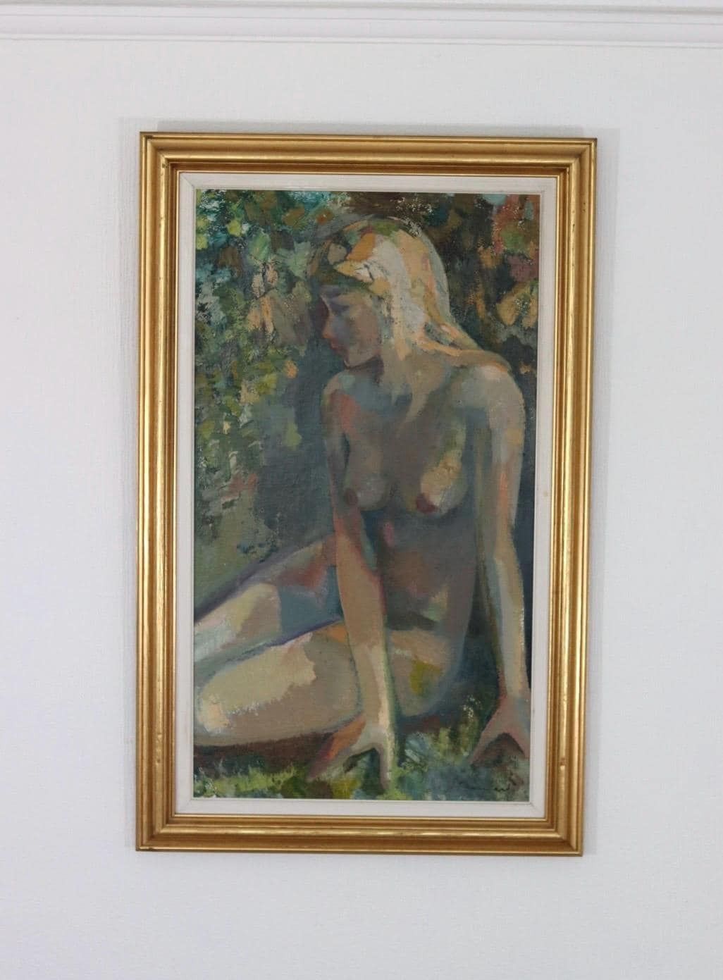 Original Danish Oil On Canvas – “Seated Woman” By Bernhard Petersen (1911–1988) – Signed & Framed – 94 × 59 Cm (37.0" × 23.2") photo Art